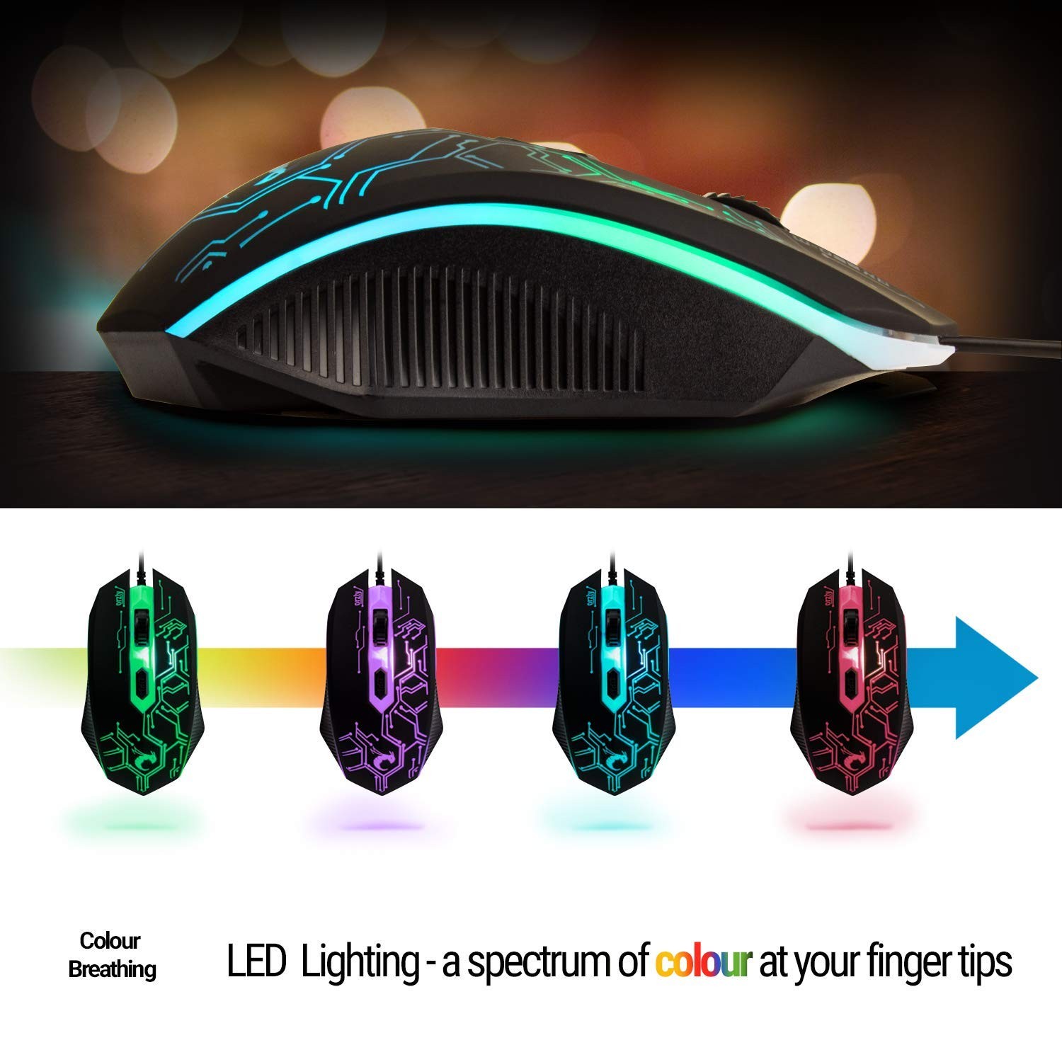 Orzly Gaming Keyboard And Mouse And Mouse Pad And Gaming Headset Wired Led Rgb