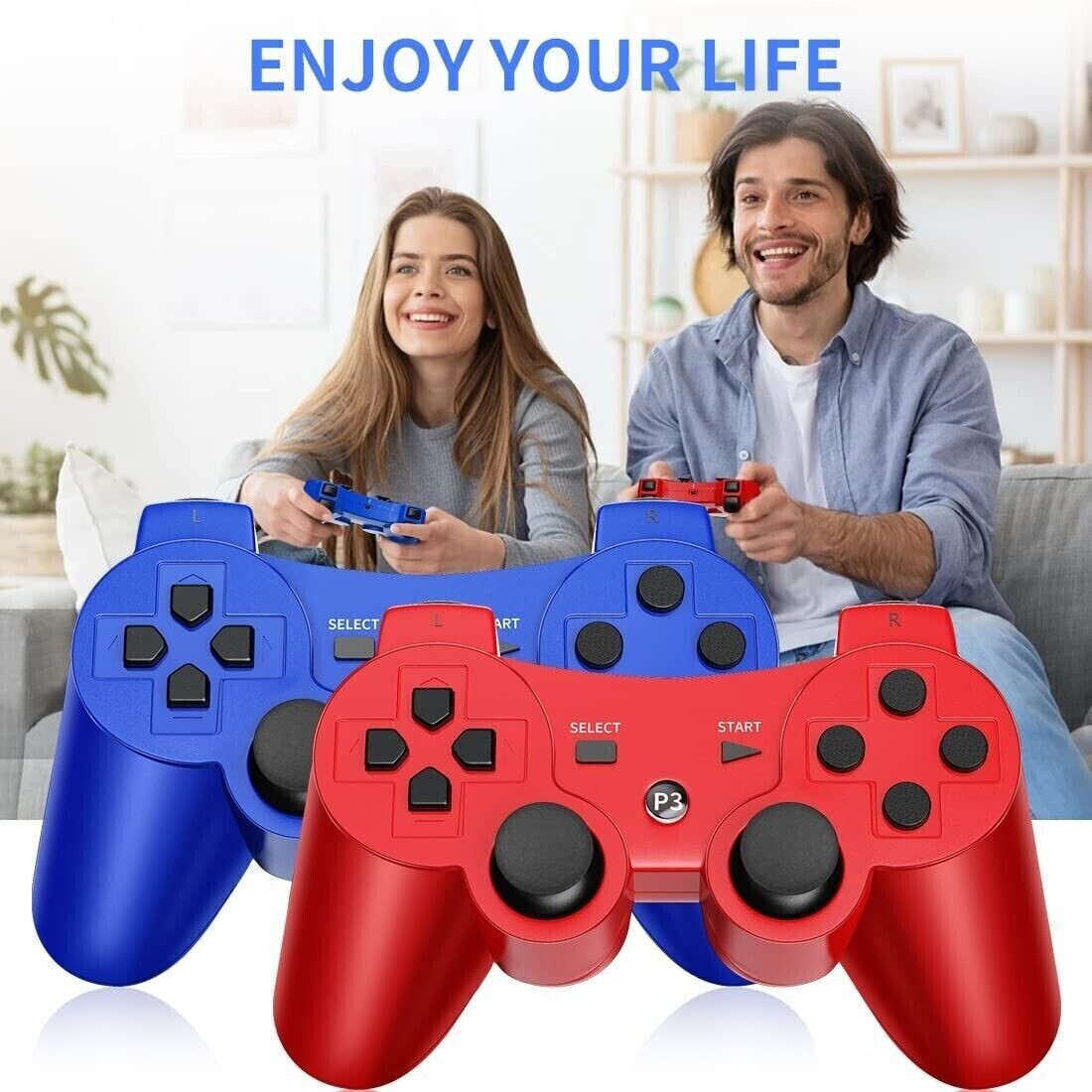 2x Wireless Bluetooth Video Game Controller Pad For PS3 Playstation 3,Black