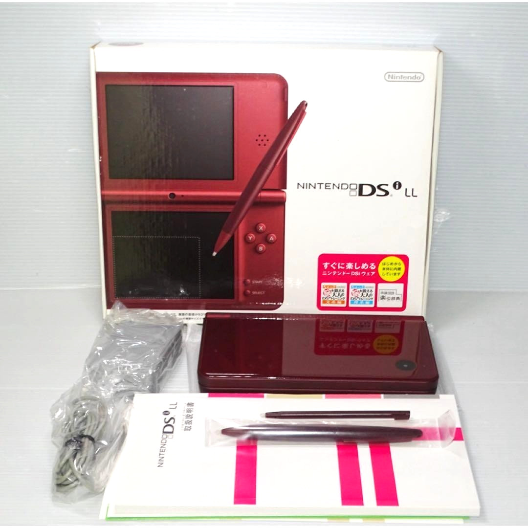 Nintendo DSi LL XL Wine Red Consoled NTSC-J Japan Complete Set Teste