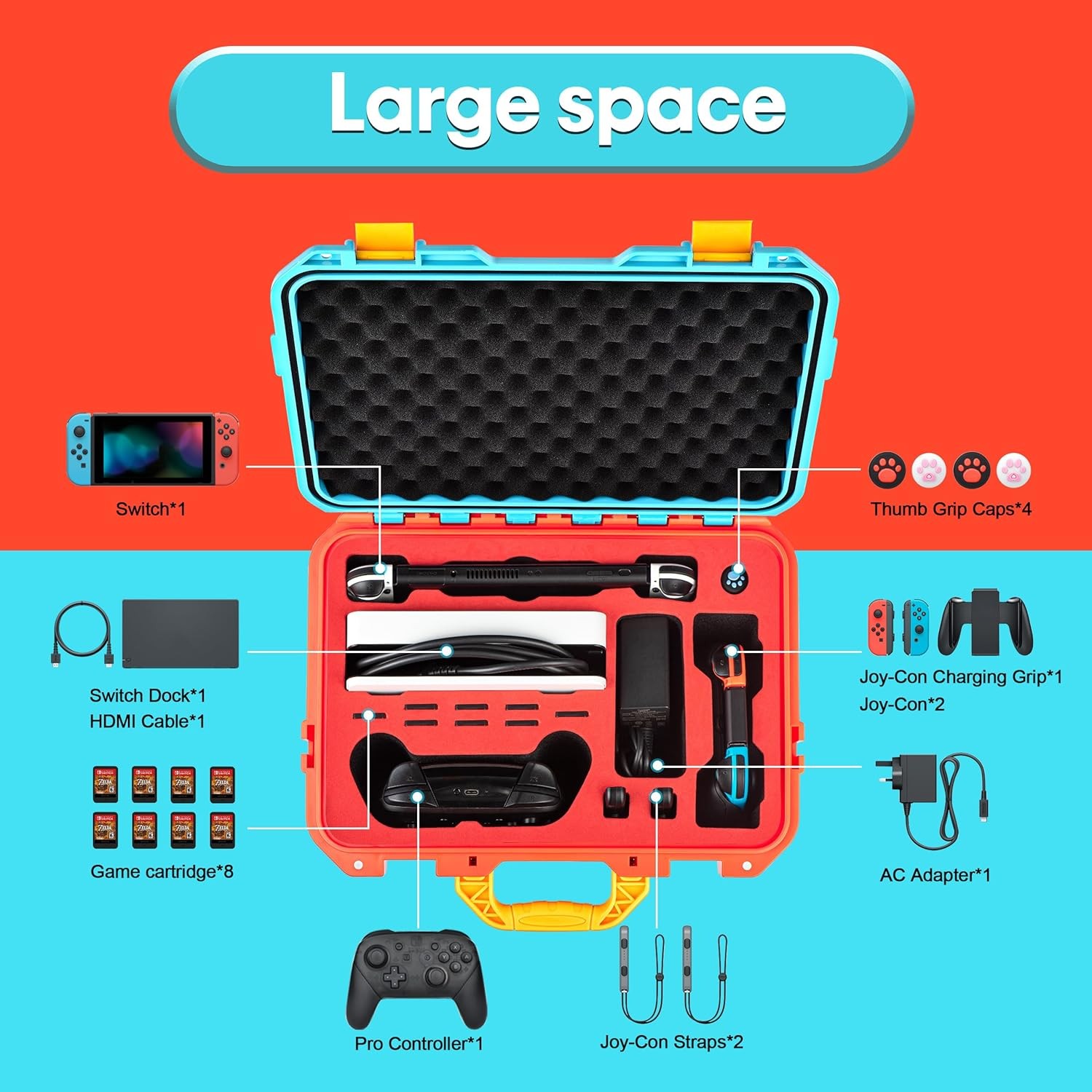 Hard Shell Travel Storage Case For Nintendo Switch OLED Console & Controller