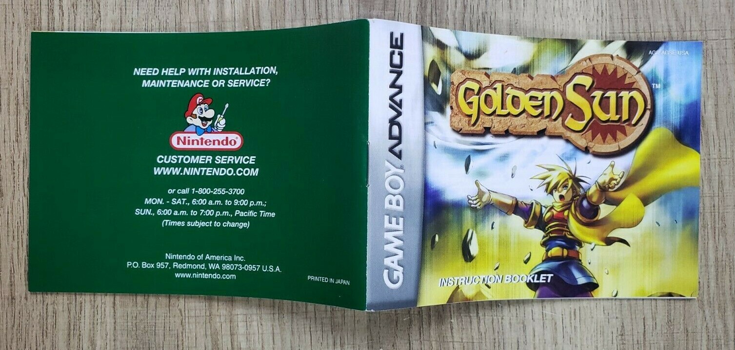 GOLDEN SUN – MANUAL, MAP AND INSERTS ONLY – NO GAME INCLUDED – GBA