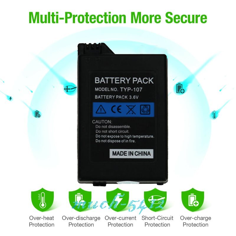 New 3600mAh Battery For PSP Slim 2000 2001 3000 Rechargeable with Wall Charger