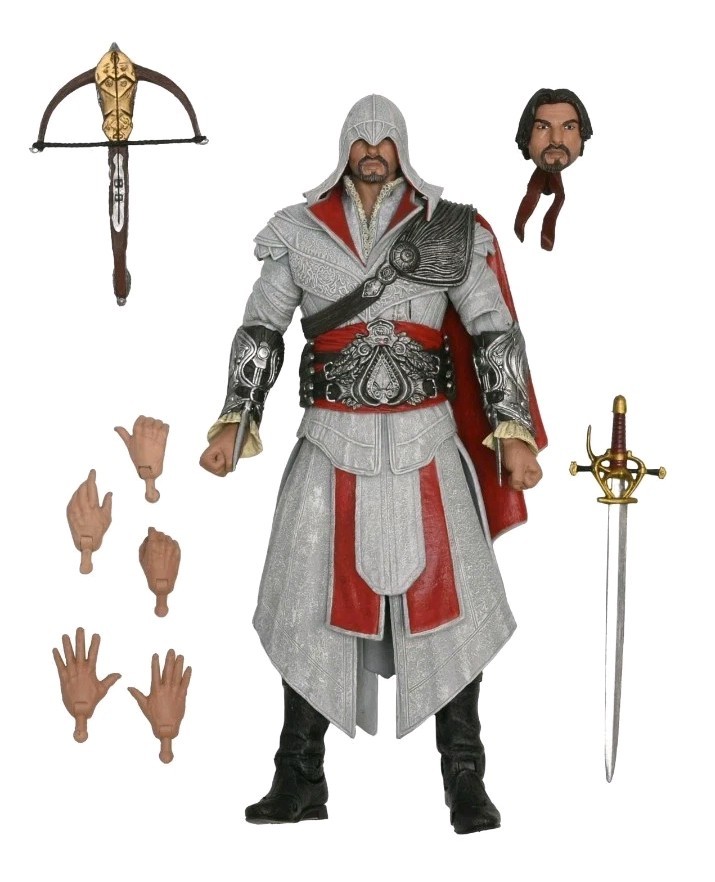 NECA Assassin’s Creed Brotherhood Ezio Auditore Action Figure Box Sword Ubisoft