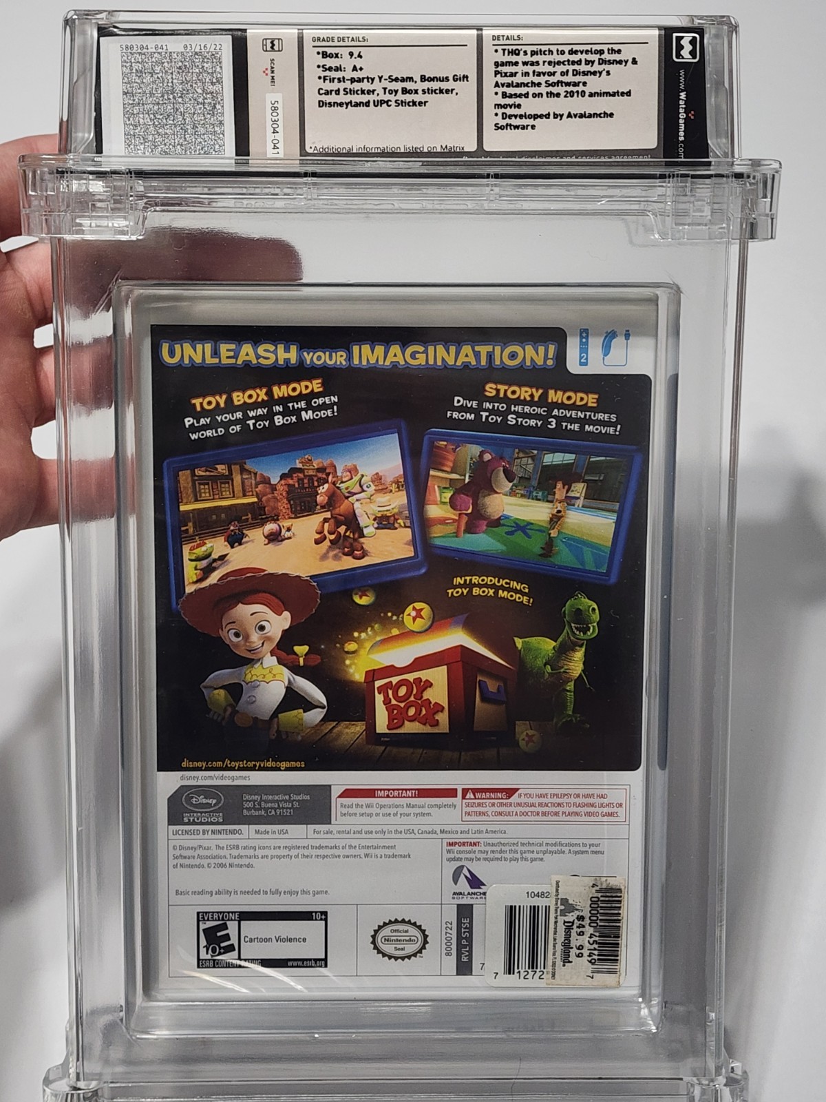 Toy Story 3 Nintendo Wii New Sealed $5 Disney Gift Card Variant Psa Wata 9.4 A+