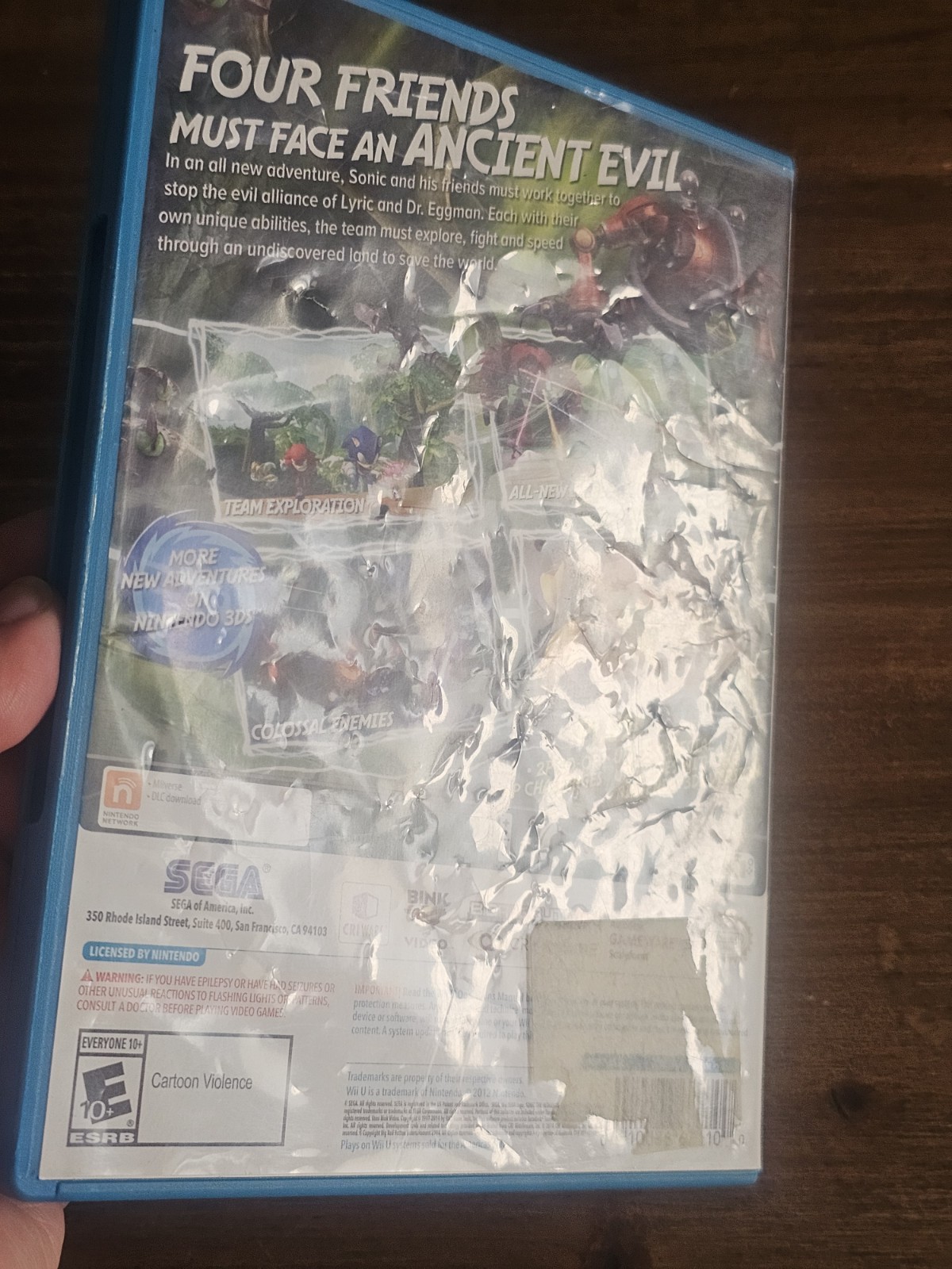 Sonic Boom: Rise of Lyric (Nintendo Wii U, 2014) Tested DAMAGED BOX CIB USED