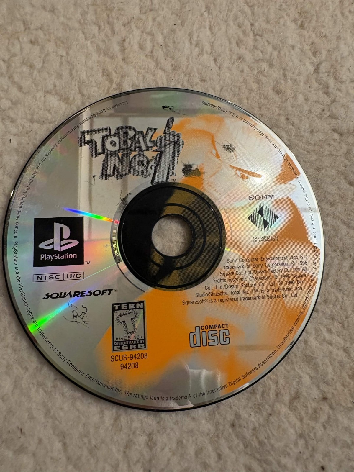 Tobal No. 1 (Sony PlayStation 1, 1996) – Disc ONLY
