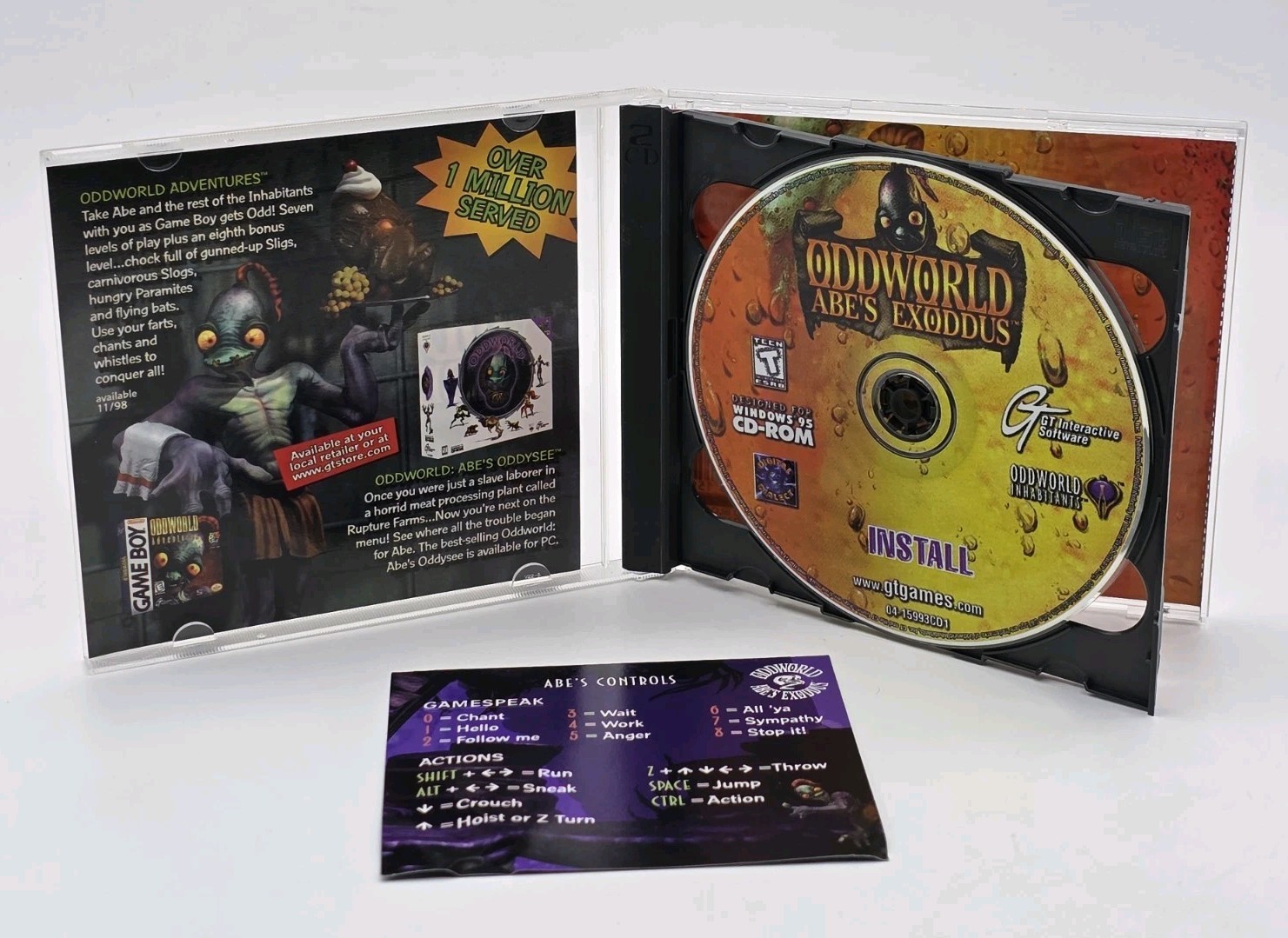 Oddworld Abe’s Exoddus (PC, 1998) WIN 95 Microsoft Windows CD-ROM Game Clean