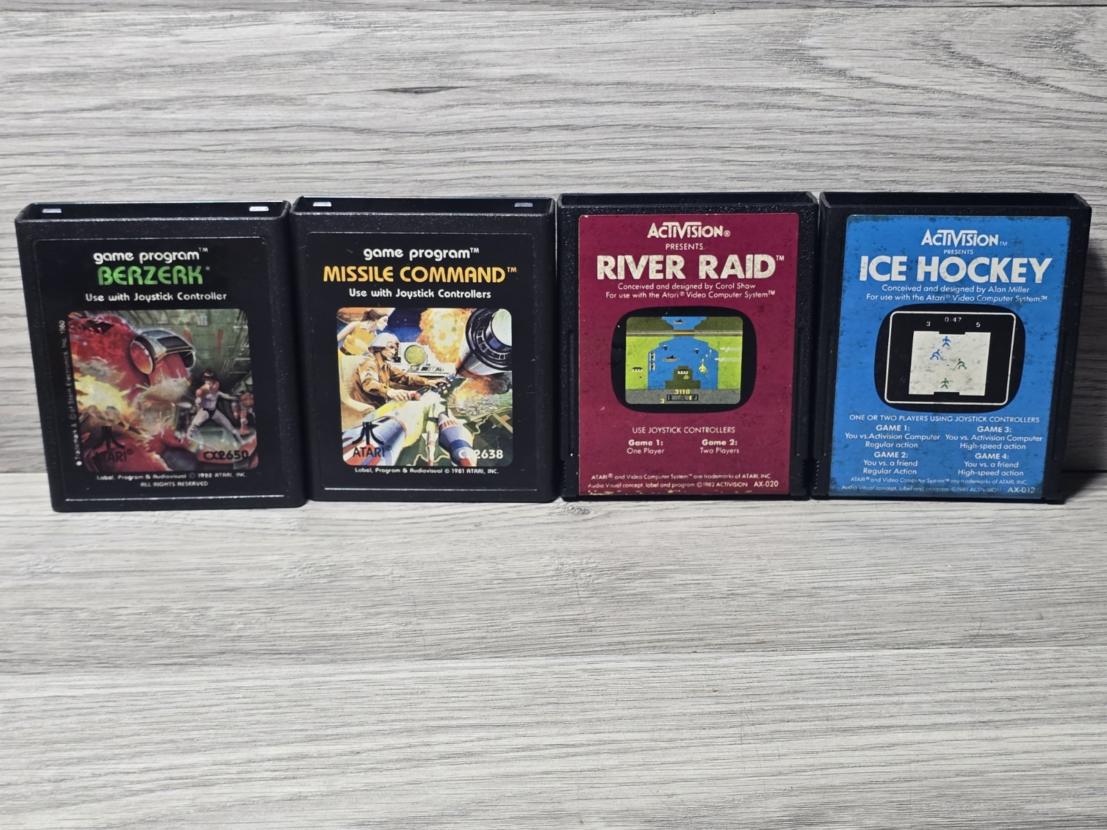 Atari 2600 Game Cartridge Lot of 4 Ice Hockey River Raid Berzerk Missile Command