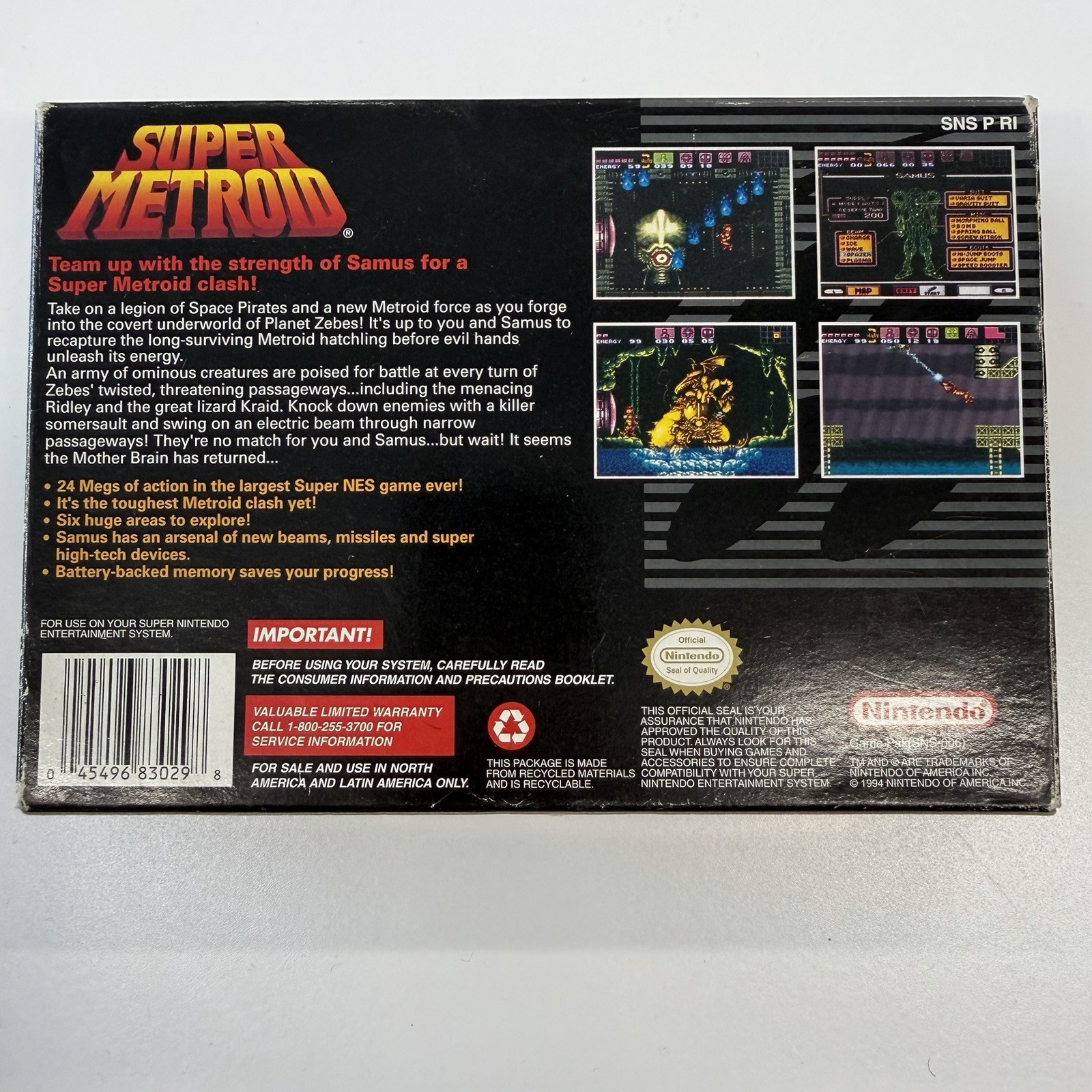 Super Metroid (Nintendo SNES, 1994) SNES CIB Authentic Tested