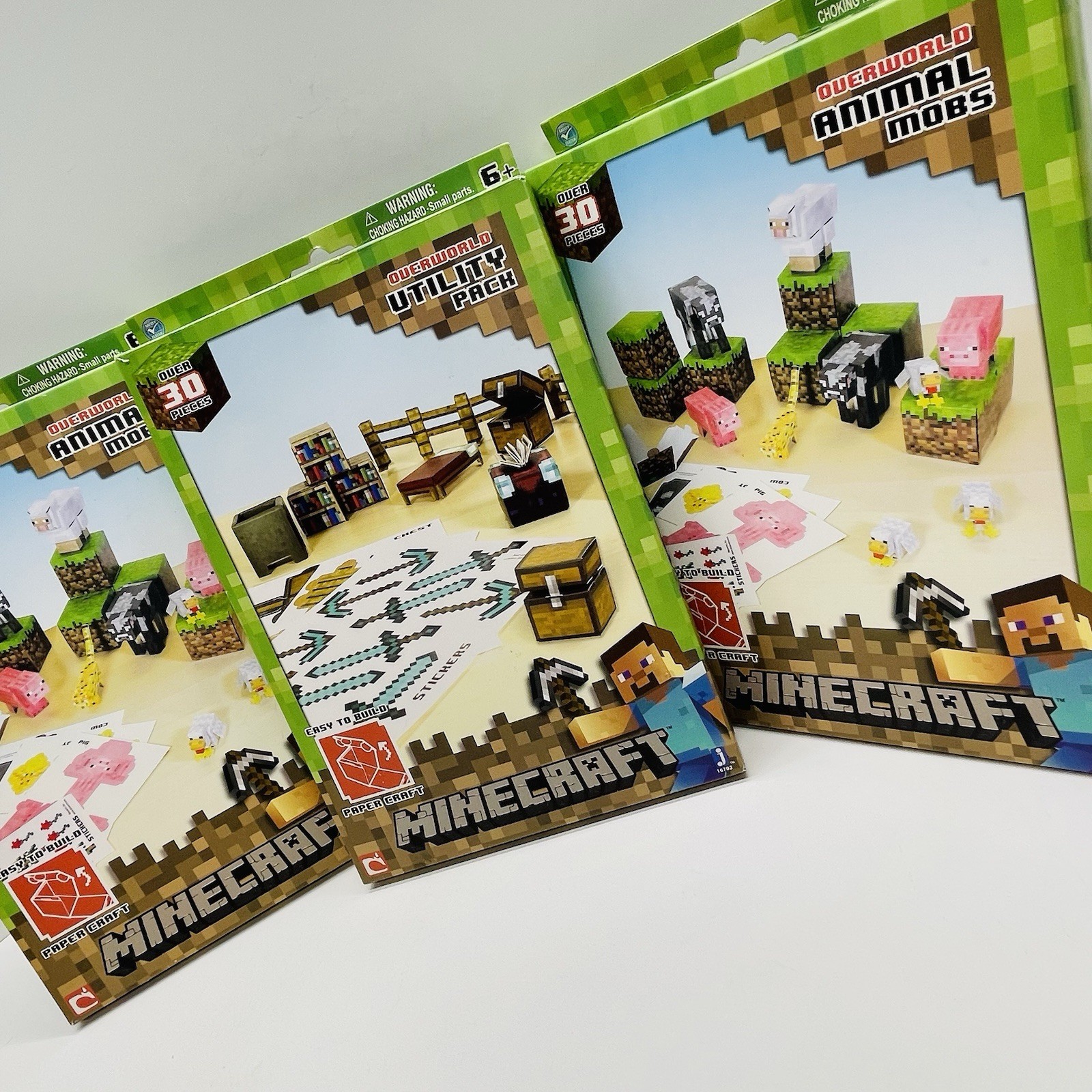 Minecraft Overworld Bundle Animal Mobs & Utility Pack Paper Craft Jazwares -2013