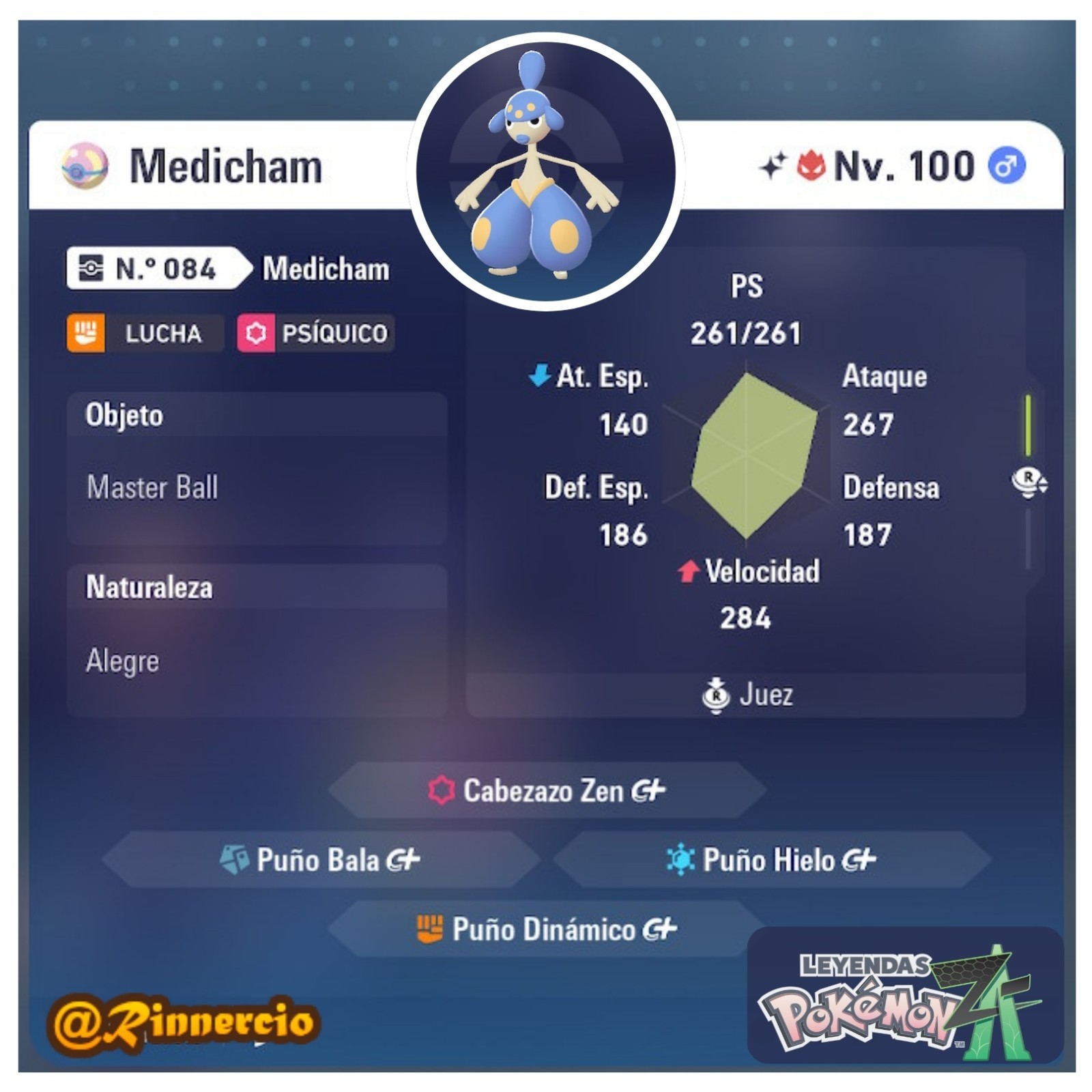 MEGA Medicham Shiny Alpha 6IVs Competitive Pokemon ZA Legends + Free Masterball