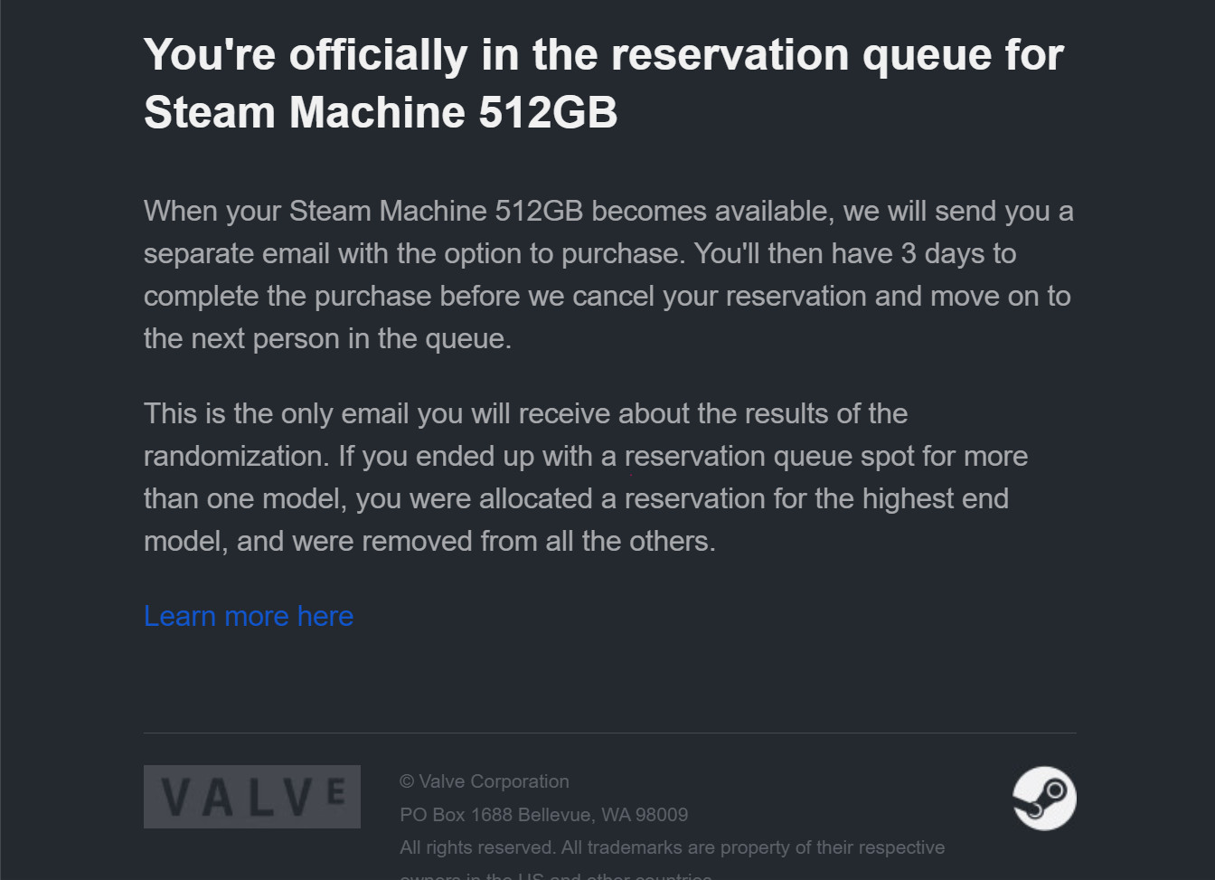 Steam Machine Valve 512 GB – Confirmed Presale