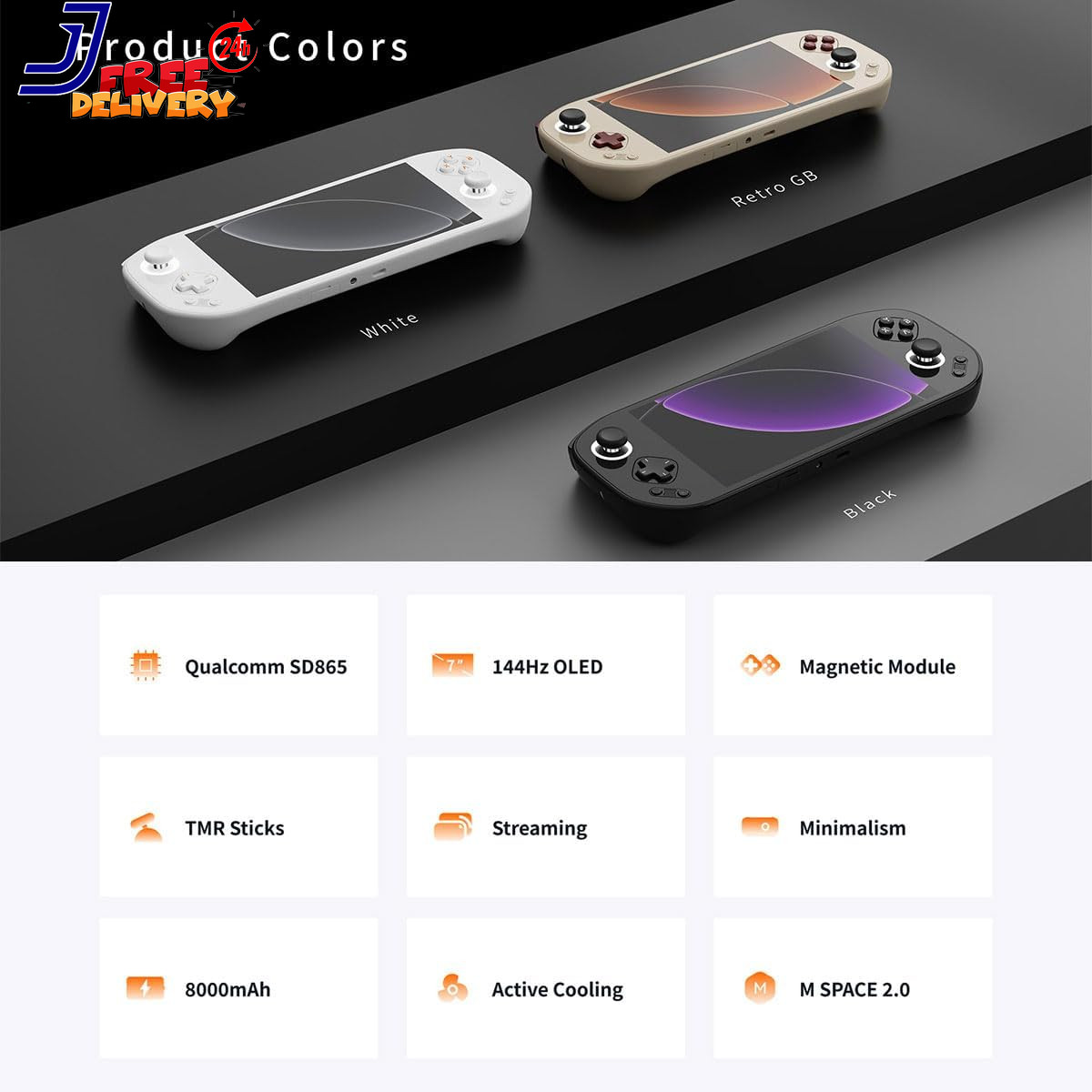 Mangmi Pocket Max Game Console 7 Inch OLED Android 13 System 8000Mah Battery Vid