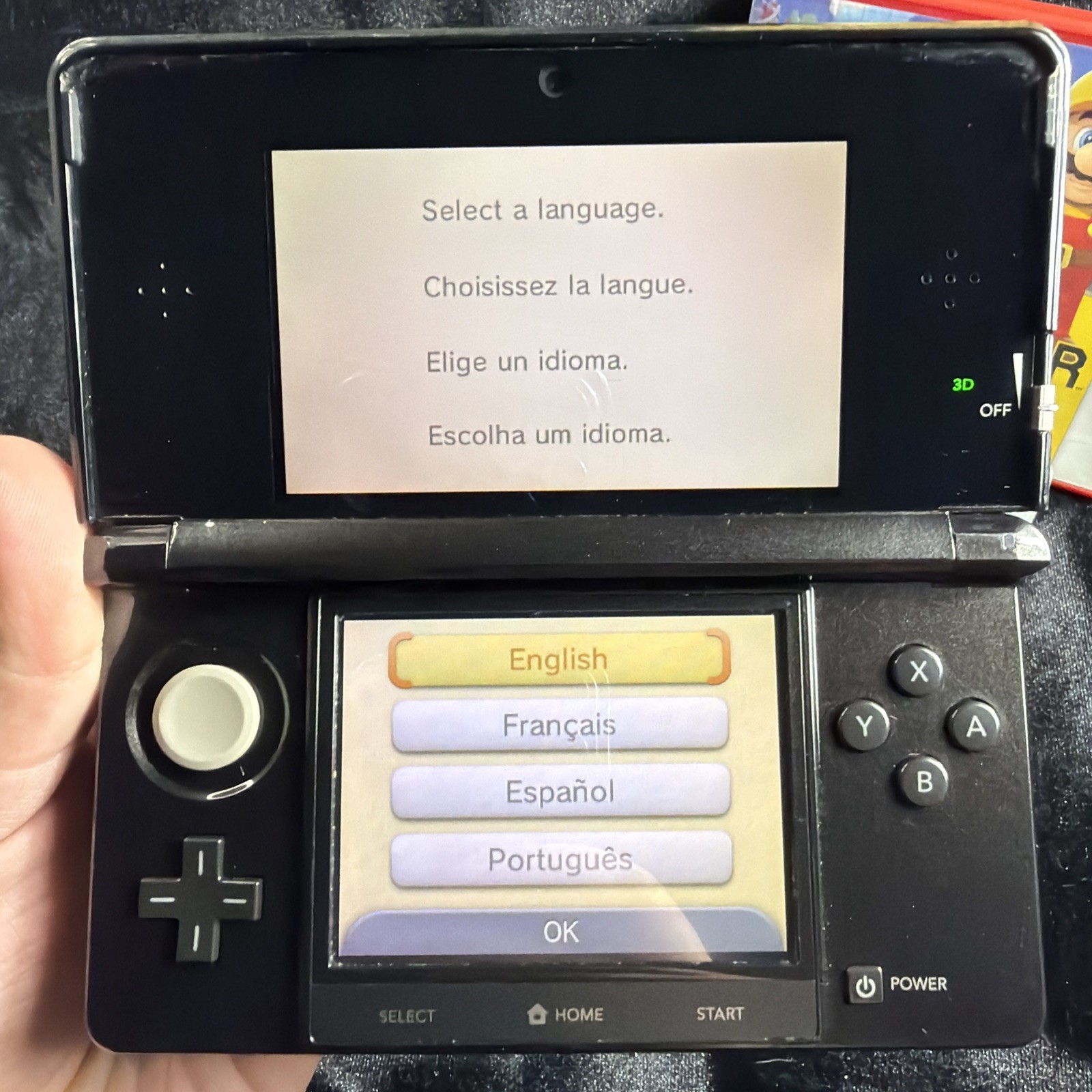 Nintendo 3DS Cosmo Black Handheld Console System CTR-001 With Game + Charger
