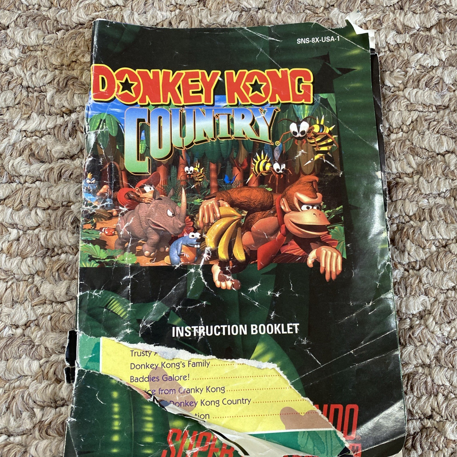 Donkey Kong Country Super Nintendo Entertainment System 1994 Tested Manual SNES