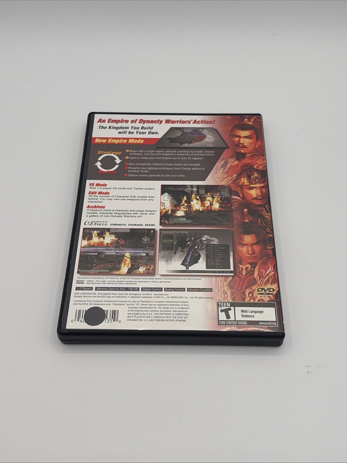 Dynasty Warriors 4: Empires (Sony PlayStation 2, 2004). Barcode Punched NFR