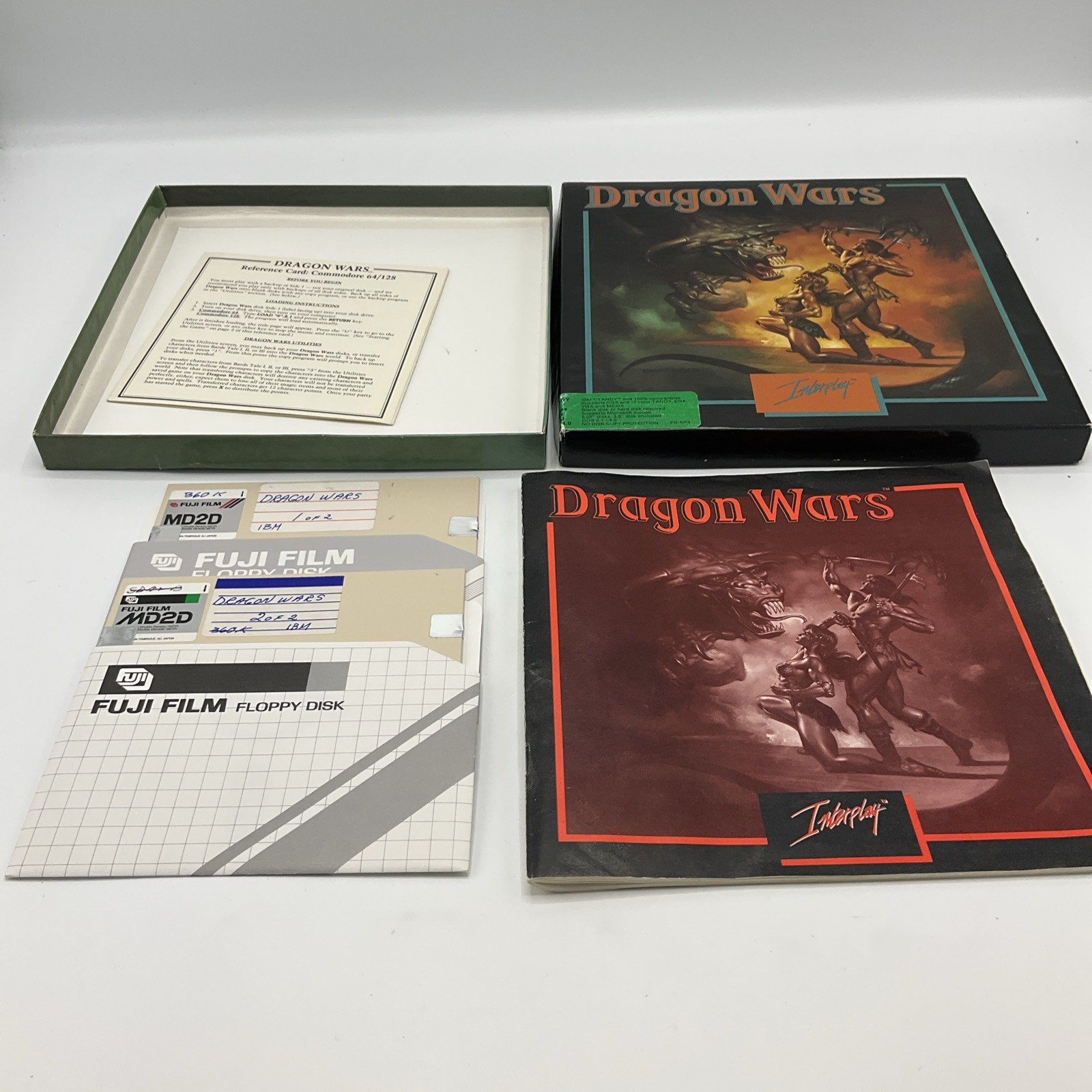 VINTAGE 1989 DRAGON WARS IBM PC GAME INTERPLAY Big Box Manual Custom Disks