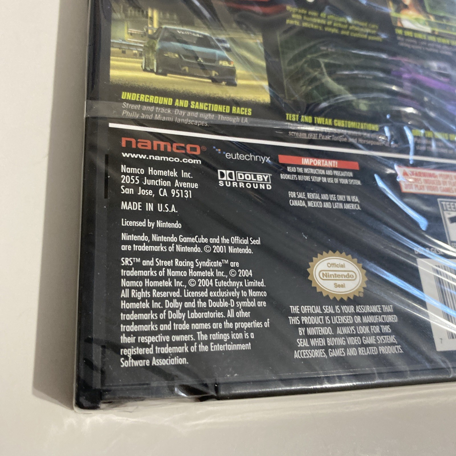 SRS: Street Racing Syndicate for GameCube NEW Factory Sealed USA Copy