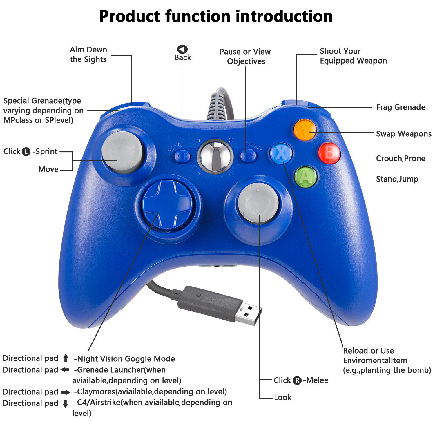 Wired/Wireless Controller Gamepad Remote for Microsoft Xbox 360 Window 7 8 10 11