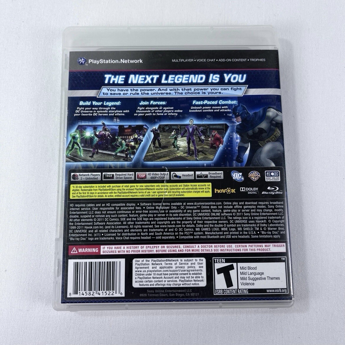 DC Universe Online (Sony PlayStation 3, 2011) PS3 CIB Complete Manual Video Game