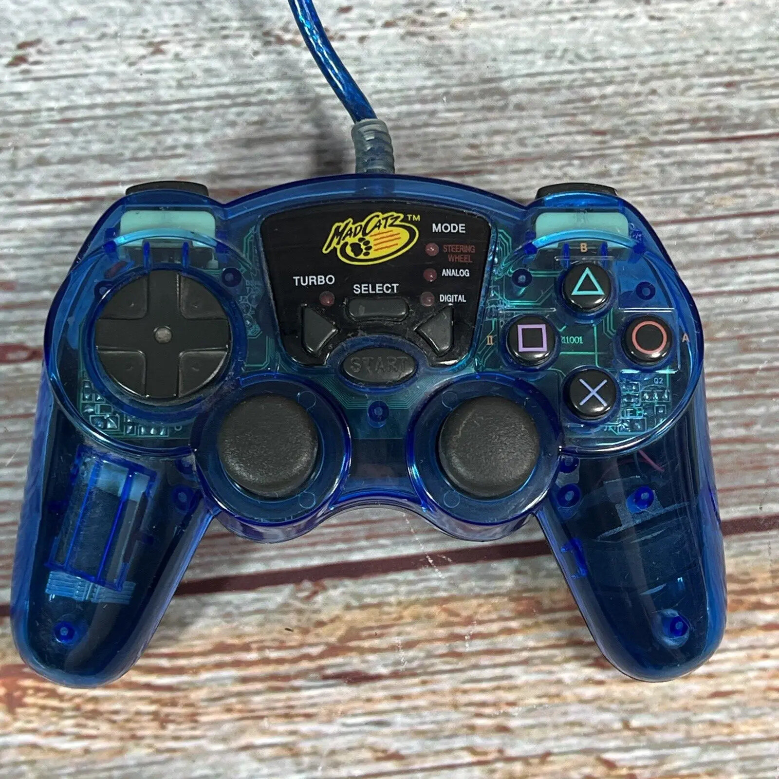 MadCatz Clear Blue Dual Force PS2 Playstation 2 PS1 Wired Controller