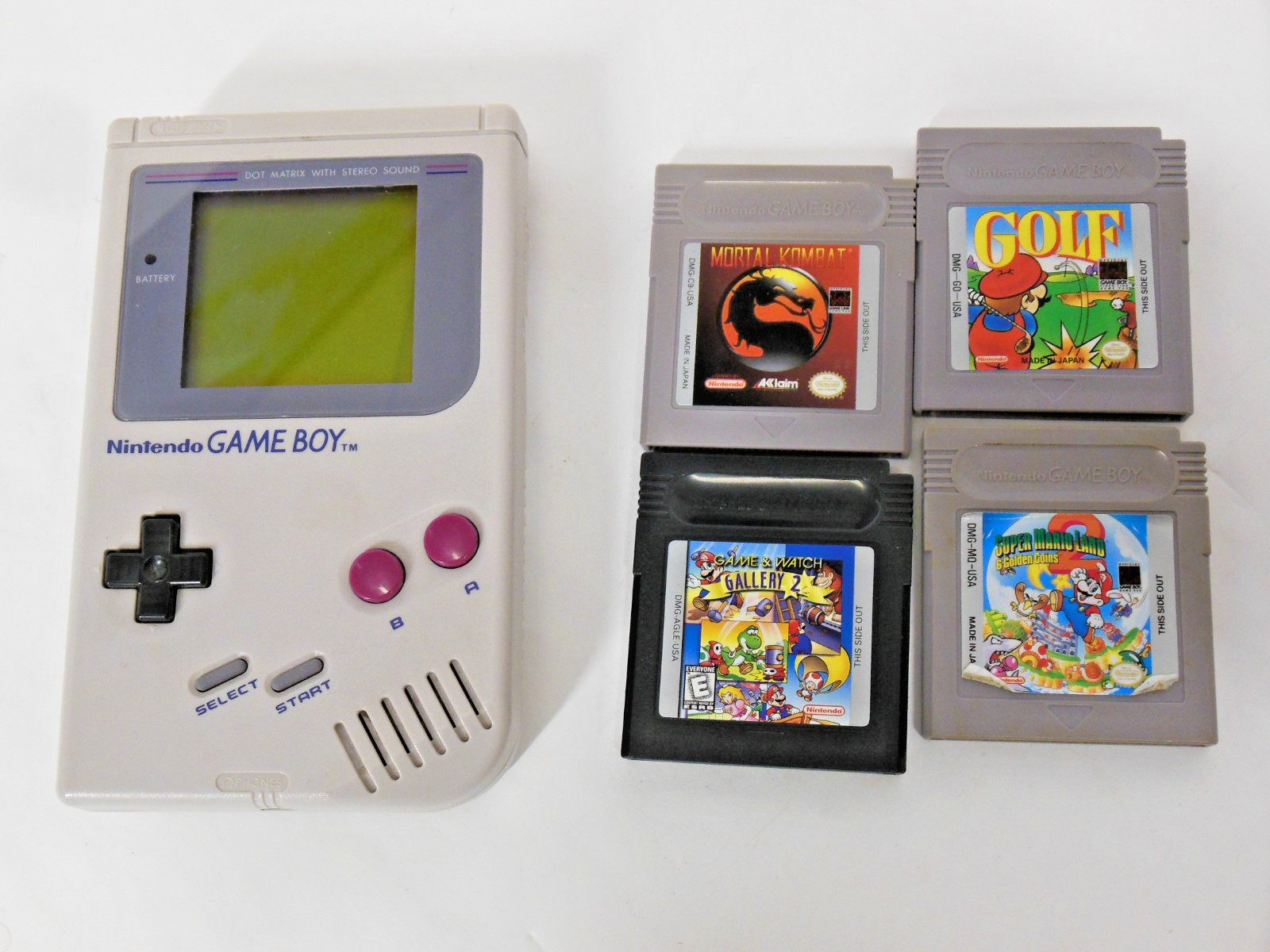 Original Nintendo Game Boy DMG-01 Console Bundle Tested w/ 4 Games Mario Land 2