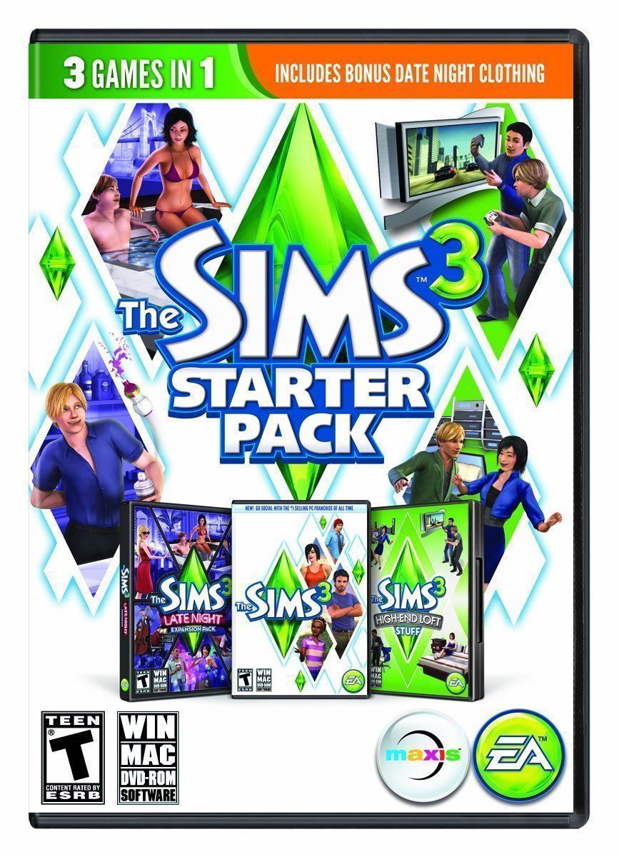 Sims 3: Starter Pack (Windows/Mac, 2013) w/ Late Night & High-End Loft Expansion
