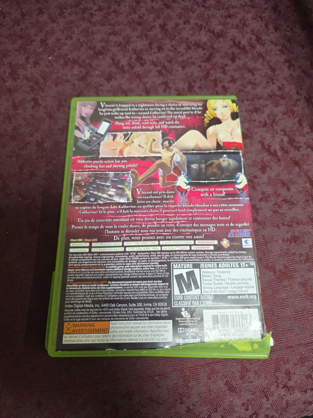 Catherine Microsoft Xbox 360, 2011 Atlus – CIB Will Replace Case Before Shipping