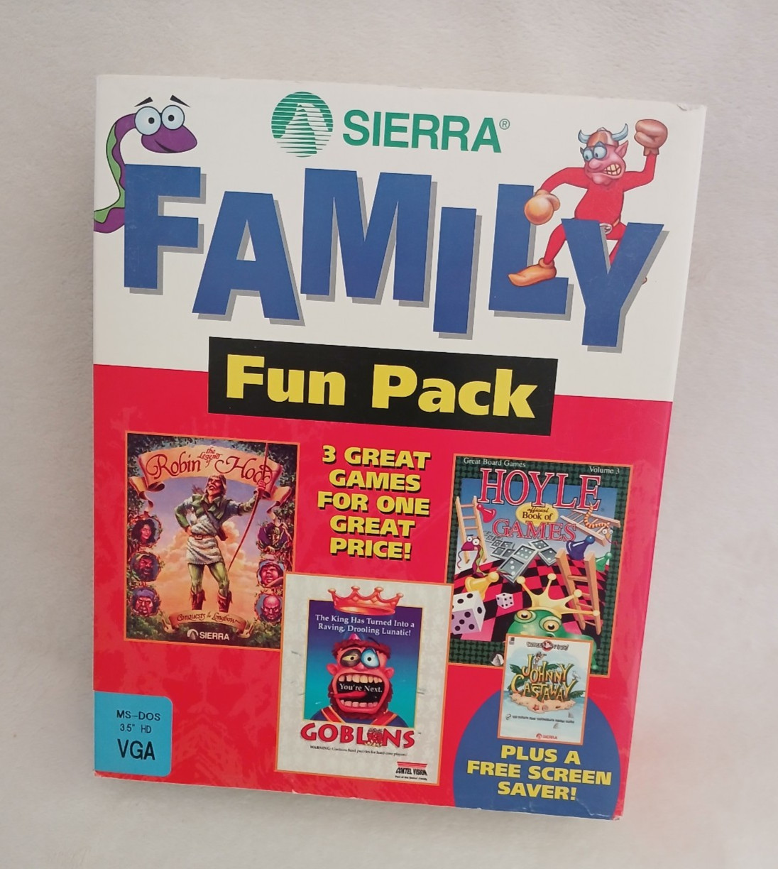 Vintage 1992 Sierra Family Fun Pack PC 3.5 Disk Big Box Gobliins Hints Longbow