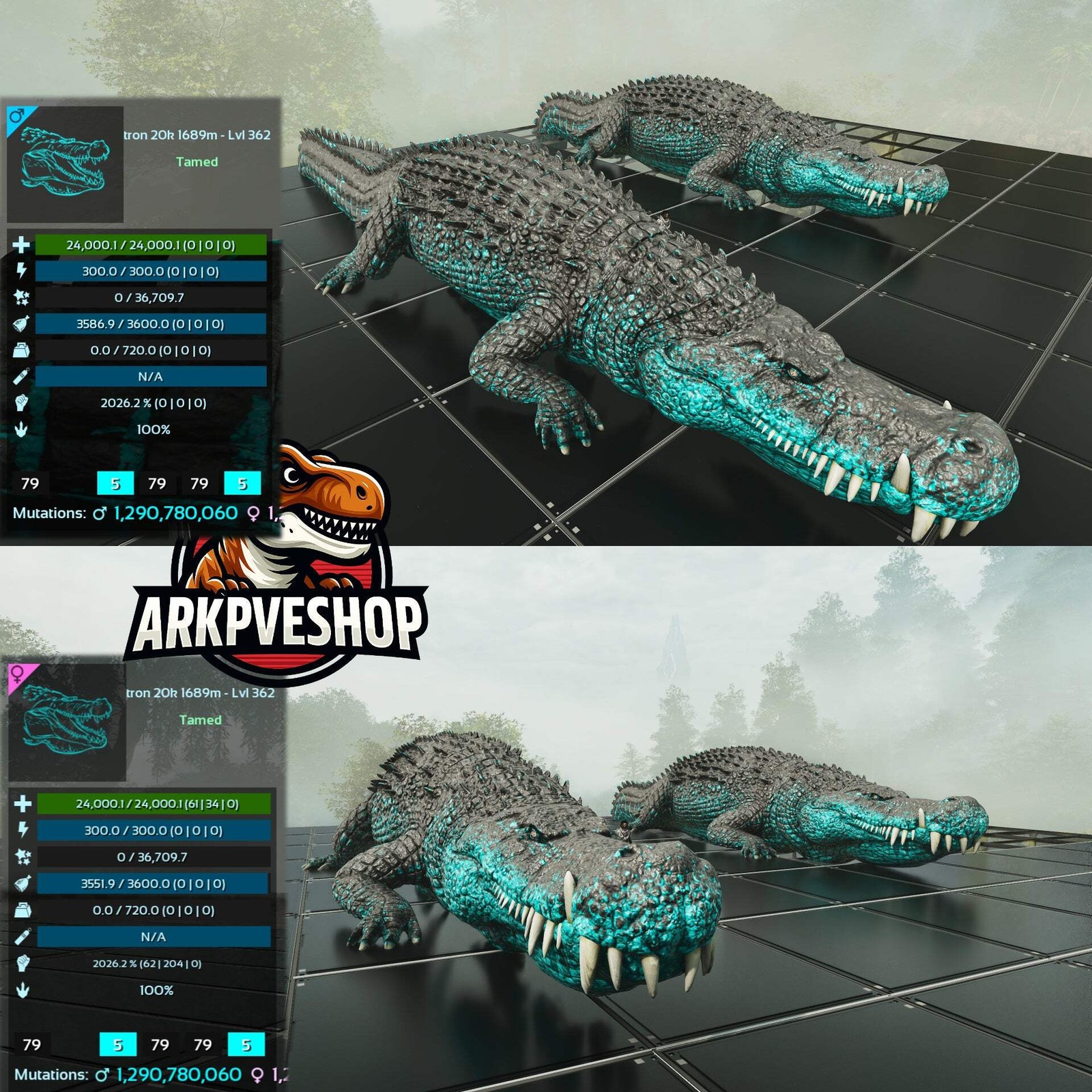 ASA PVE 🦖ARK Survival Ascended Deinosuchus Deino 2026m or 2428m Red Variant