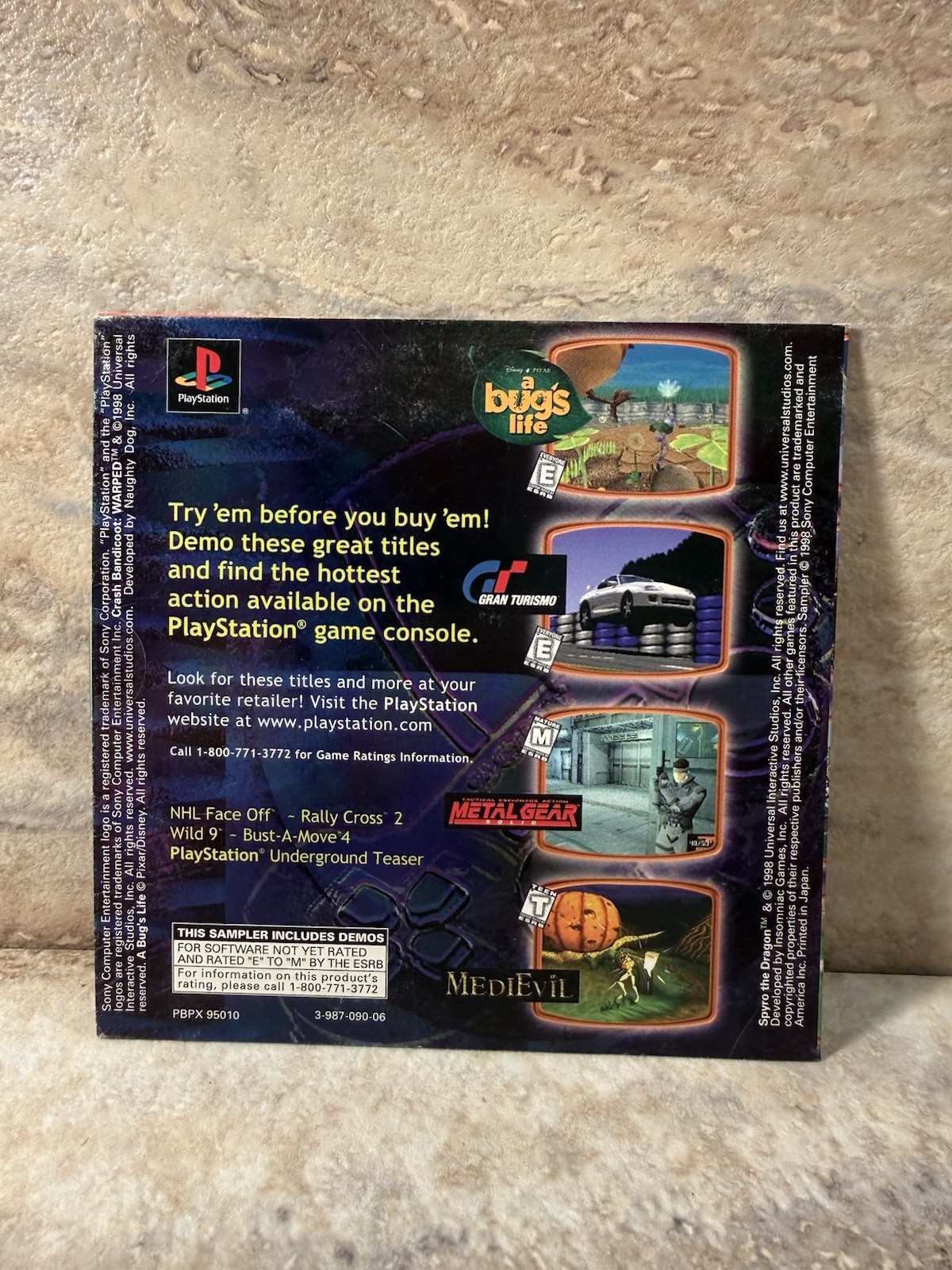 Sony PlayStation One PS1 Video Game Console Gray Box Demo Foam Memory Card