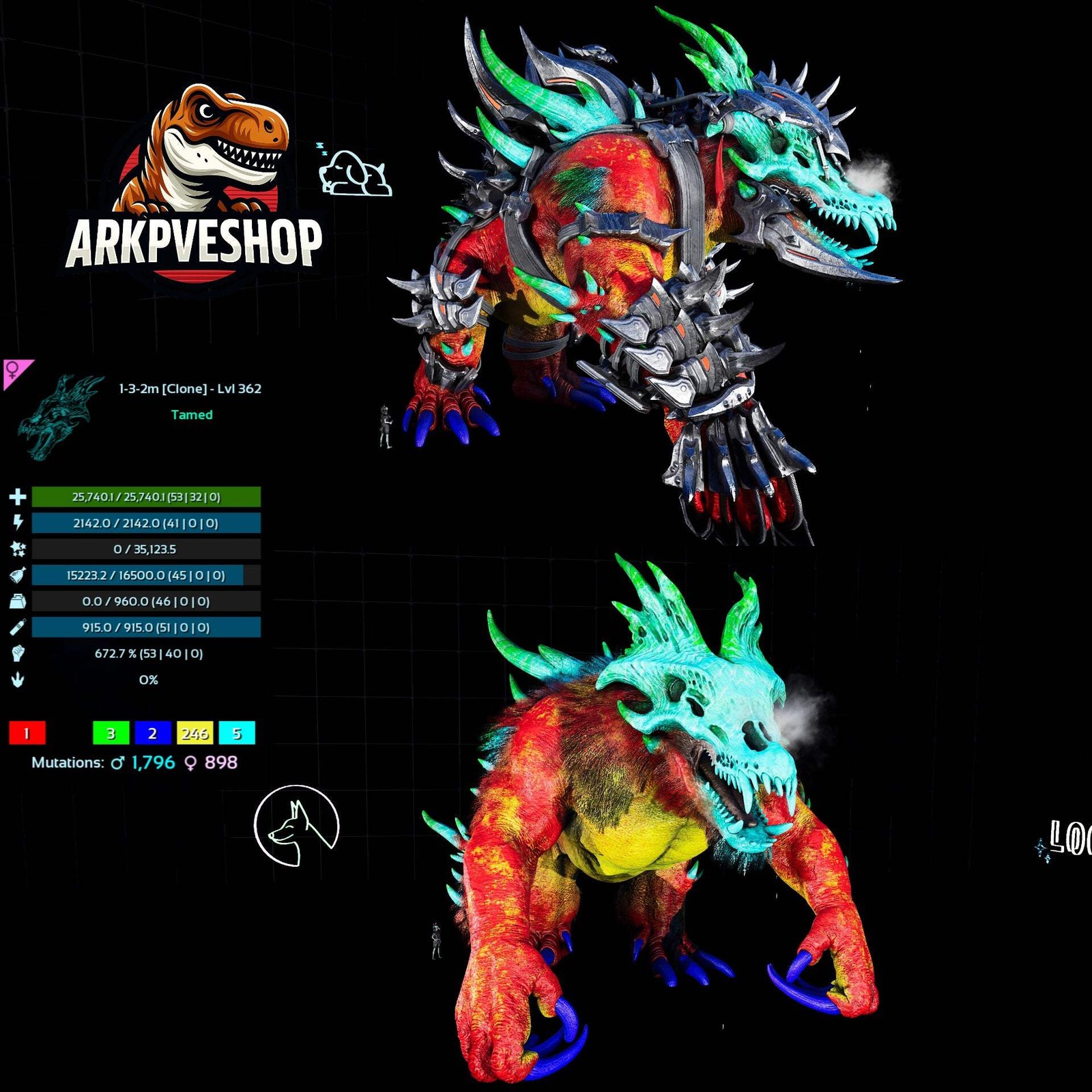 Ossidon 362 Lvl Max Clone ASA PVE 🦖ARK Survival Ascended