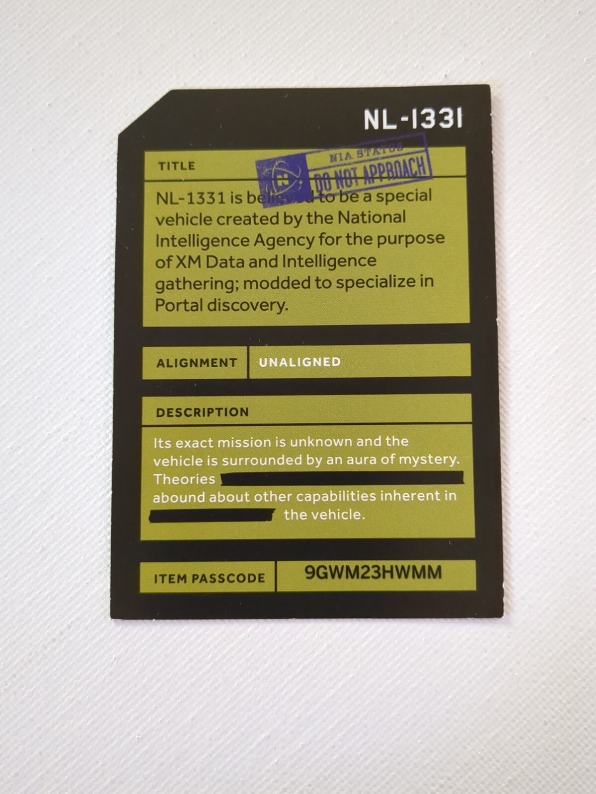 Niantic Ingress NL-1331 Van Medal Badge Code Trading Card- REDEEMED