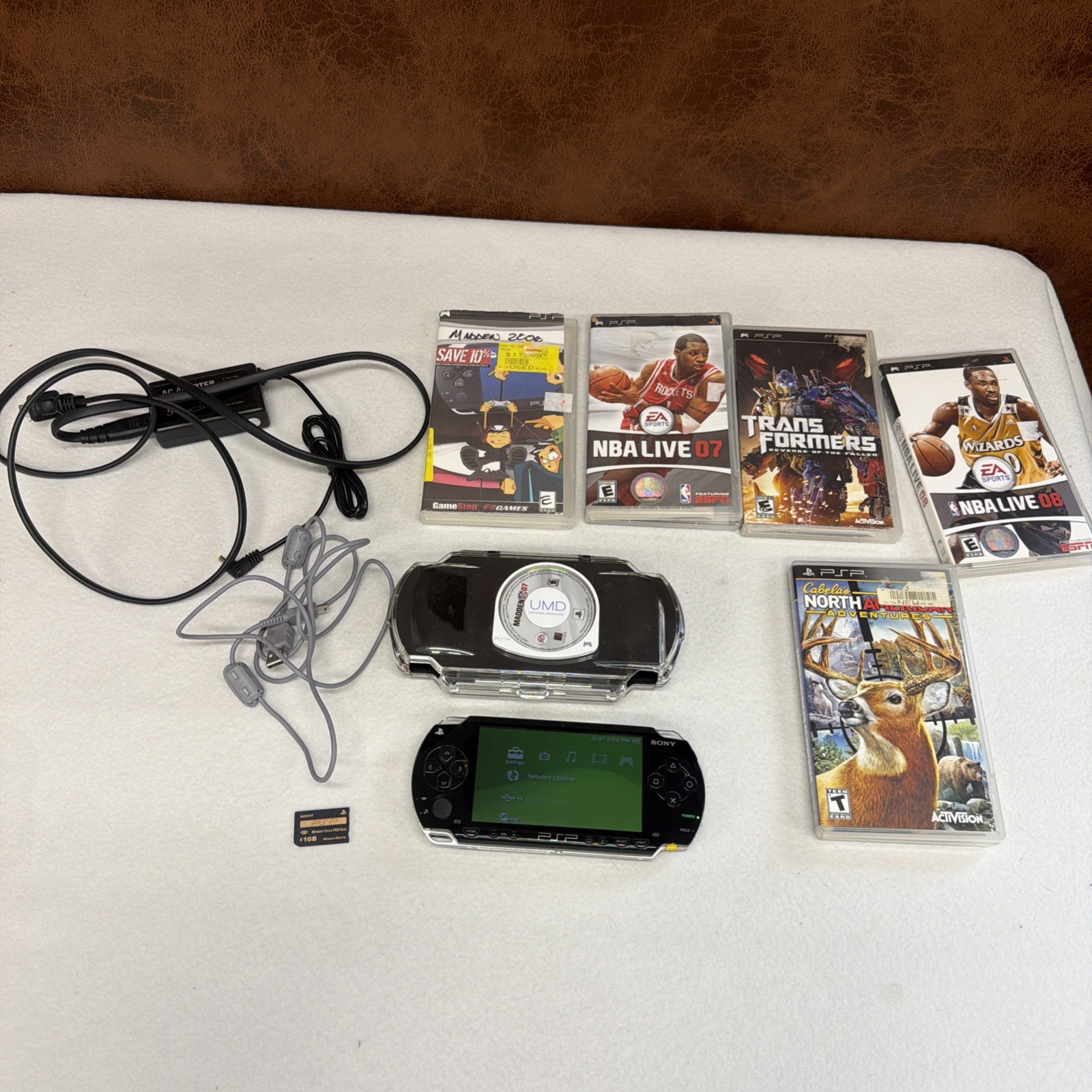 Sony PSP 1001 Console Bundle *FULLY TESTED 6 Games 1gb Card Case Charger