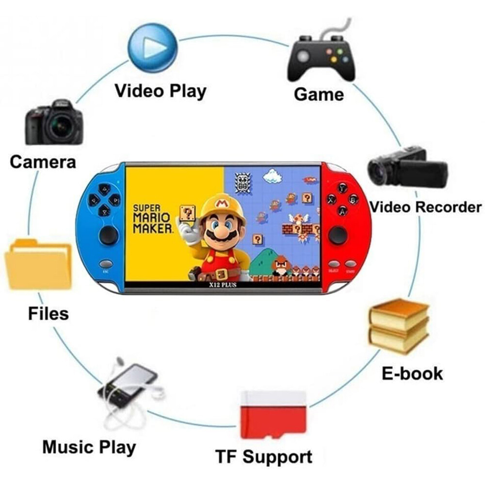 X12 Plus7″ Video Game Console 16GB Retro Handheld Portable 10000Built-in Game ZA