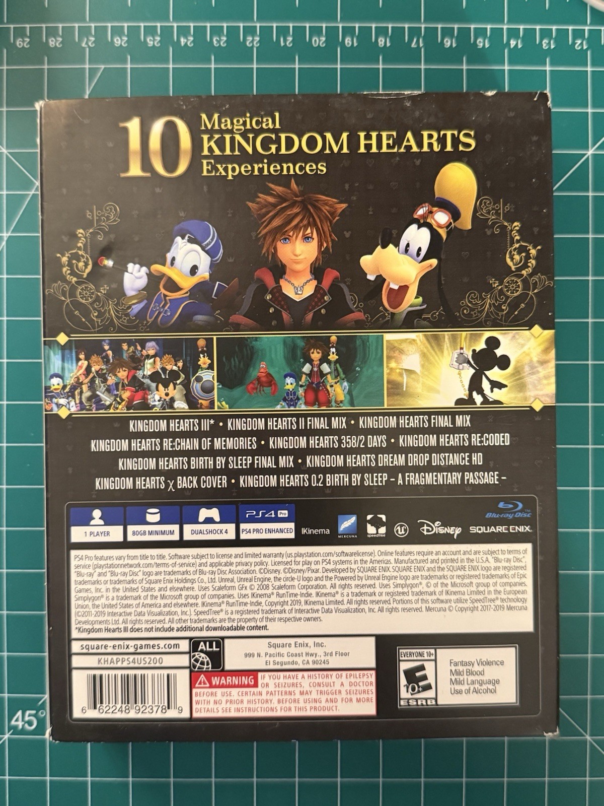 Square Enix Kingdom Hearts All-In-One Package (PS4) E10+ 2019 Manual – TESTED