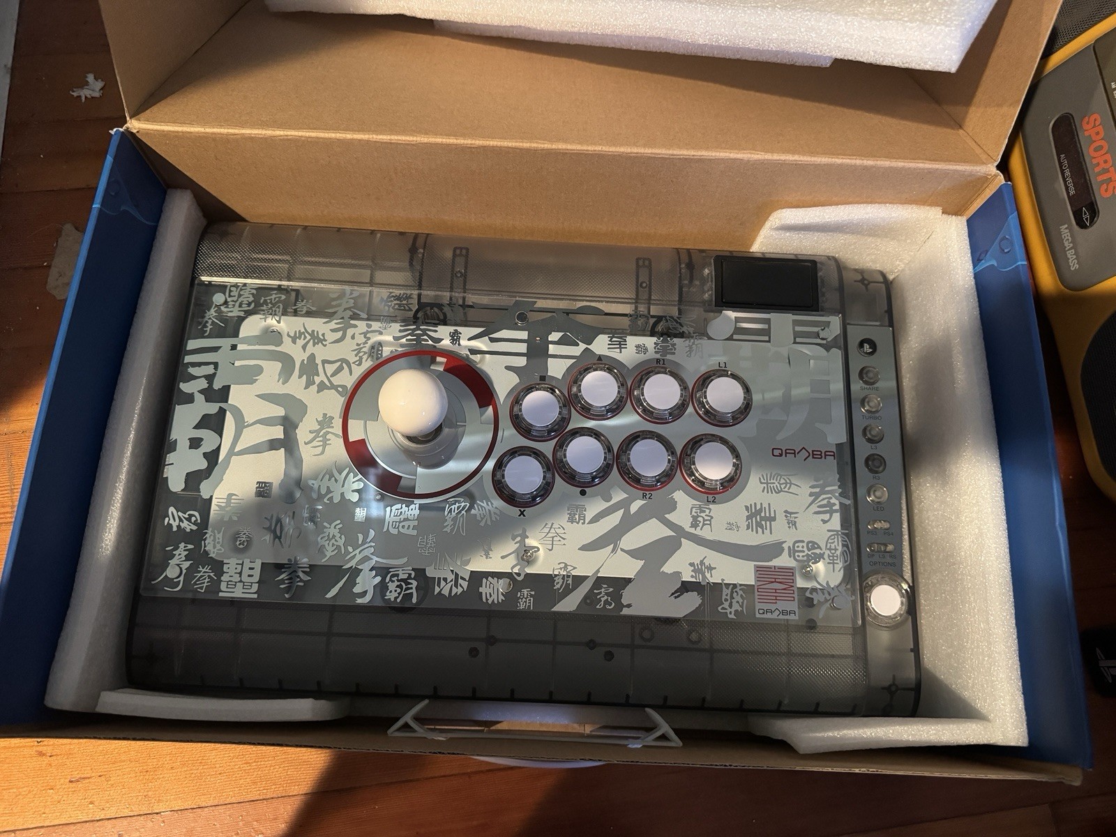 NWB Qanba Clear Arcade Fighting Stick Turbo LED for PS3 PS4 Wired USB Controller