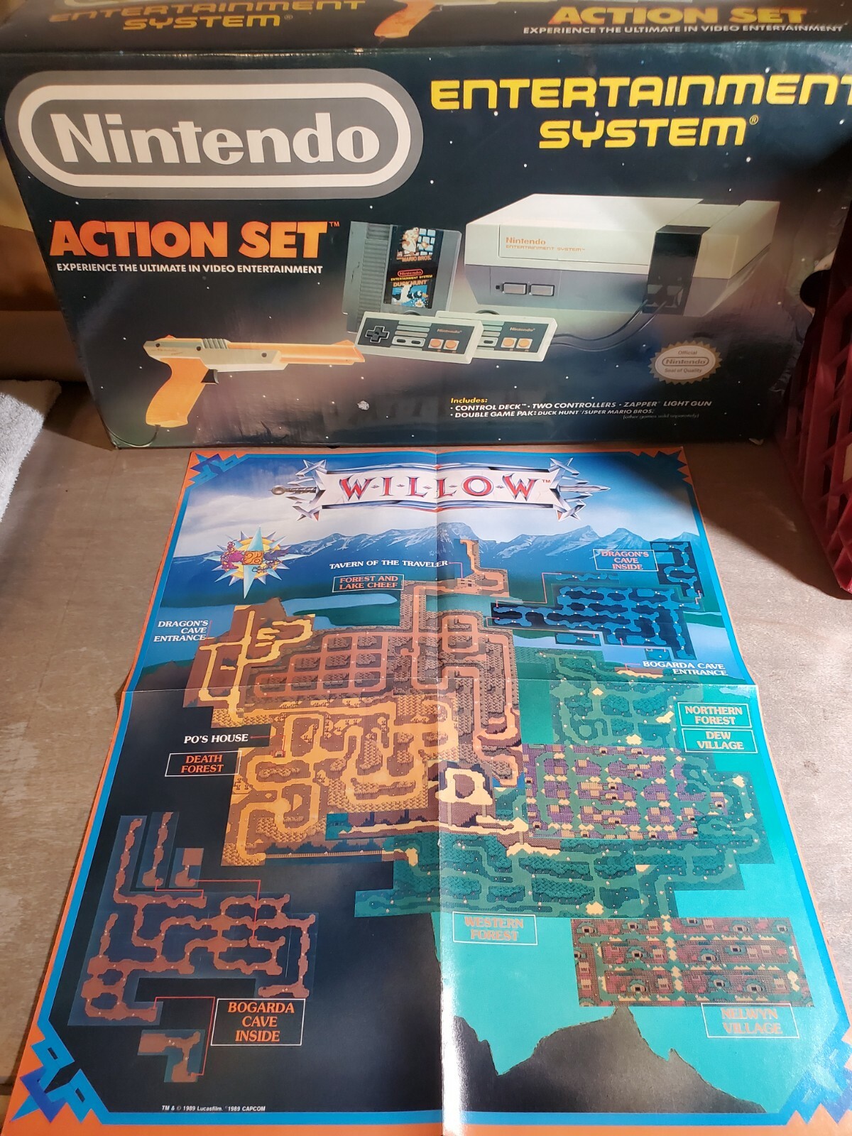 Vtg Nintendo Power IronSword Wizards & Warriors NES Poster w Willow Map Original