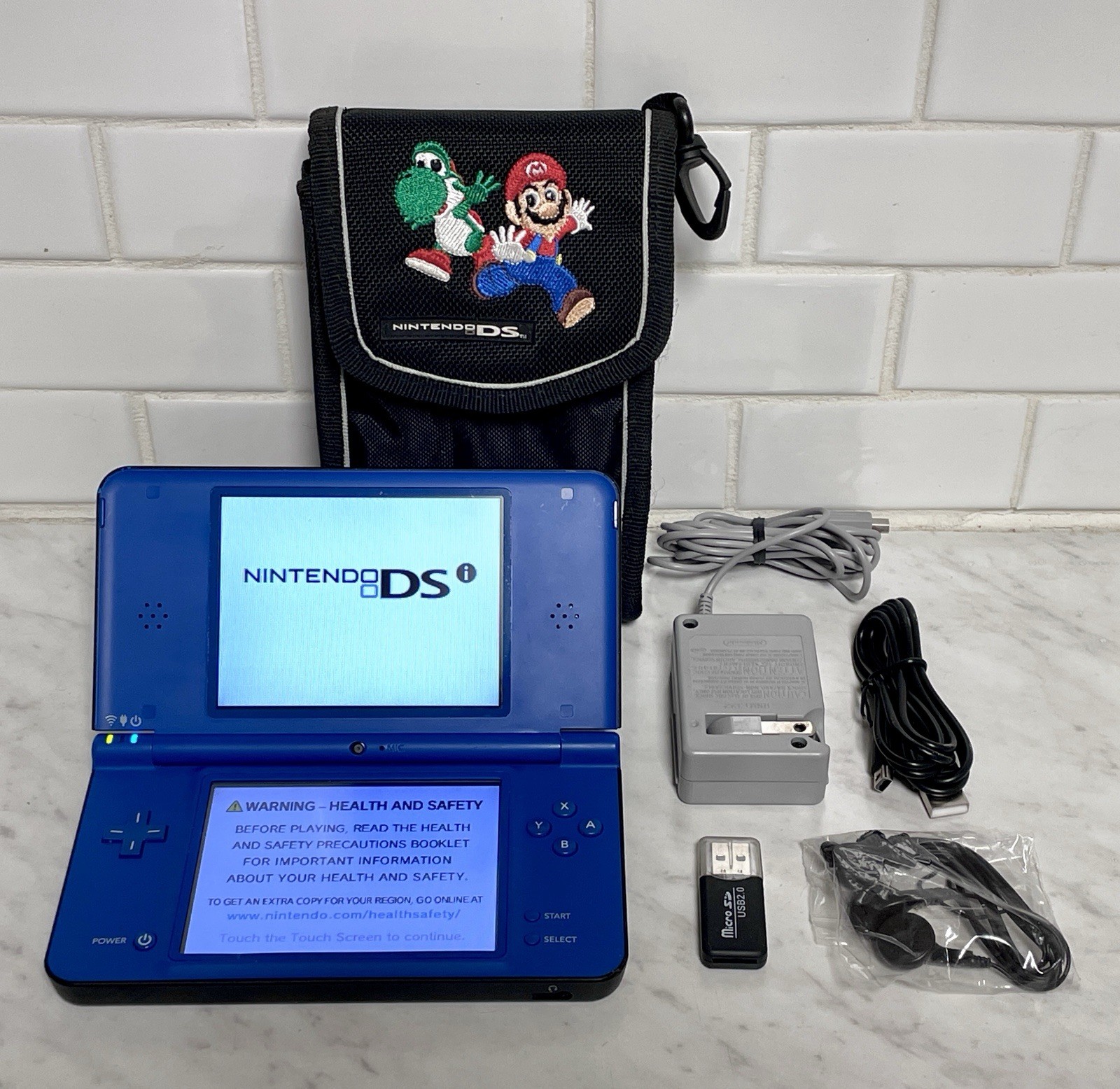 Nintendo DSi XL Console 8GB + OEM Charger & Mario/Yoshi Case (See Details)