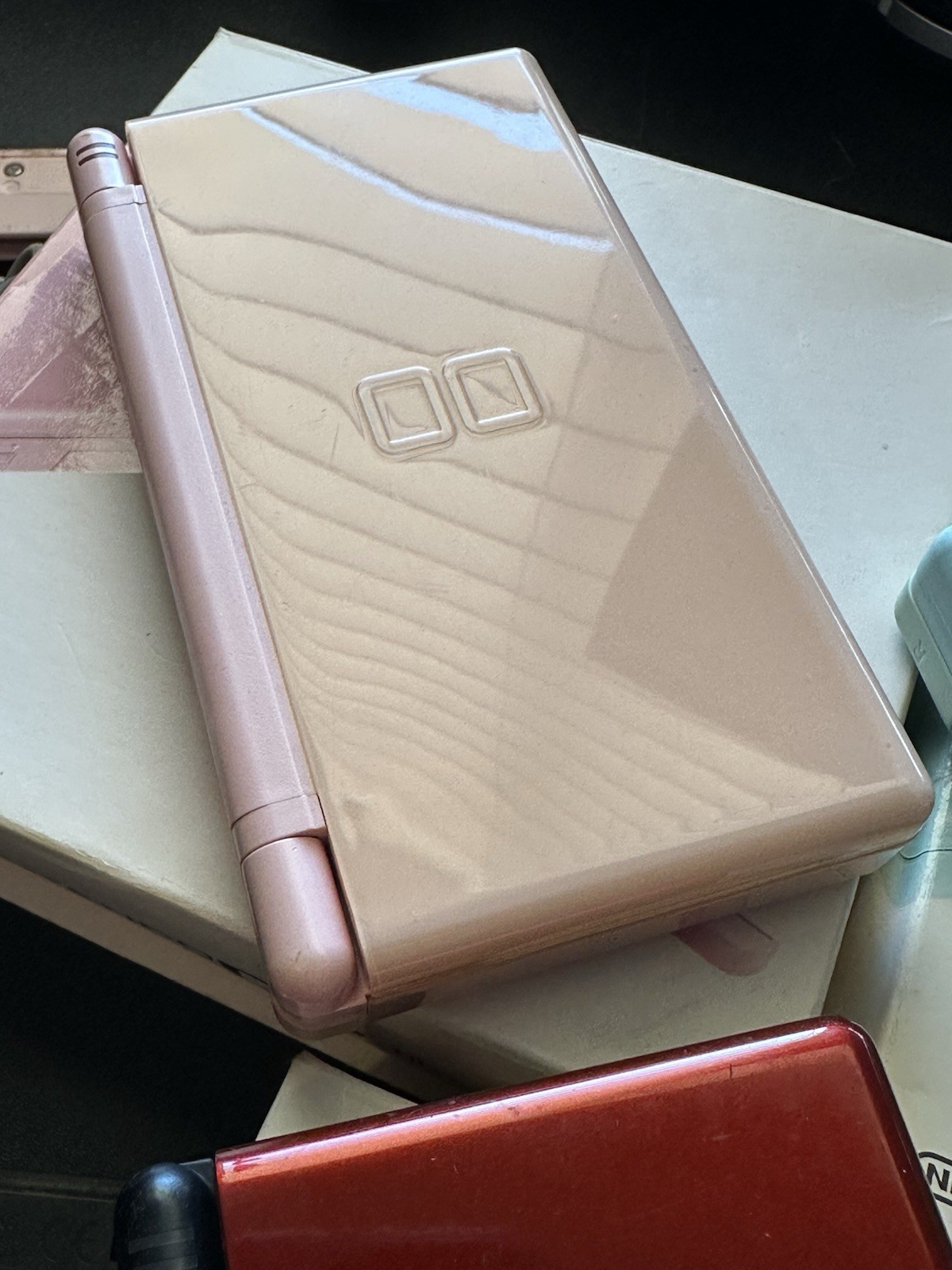 Lot 3 In Box Nintendo DS Lite Crimson Red Black Ice Blue Noble Coral Pink Works