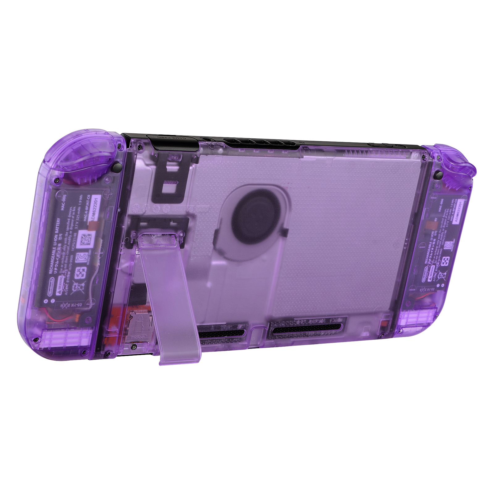 Clear Purple Console Back Plate Controller Housing Shell Set for Nintendo Switch