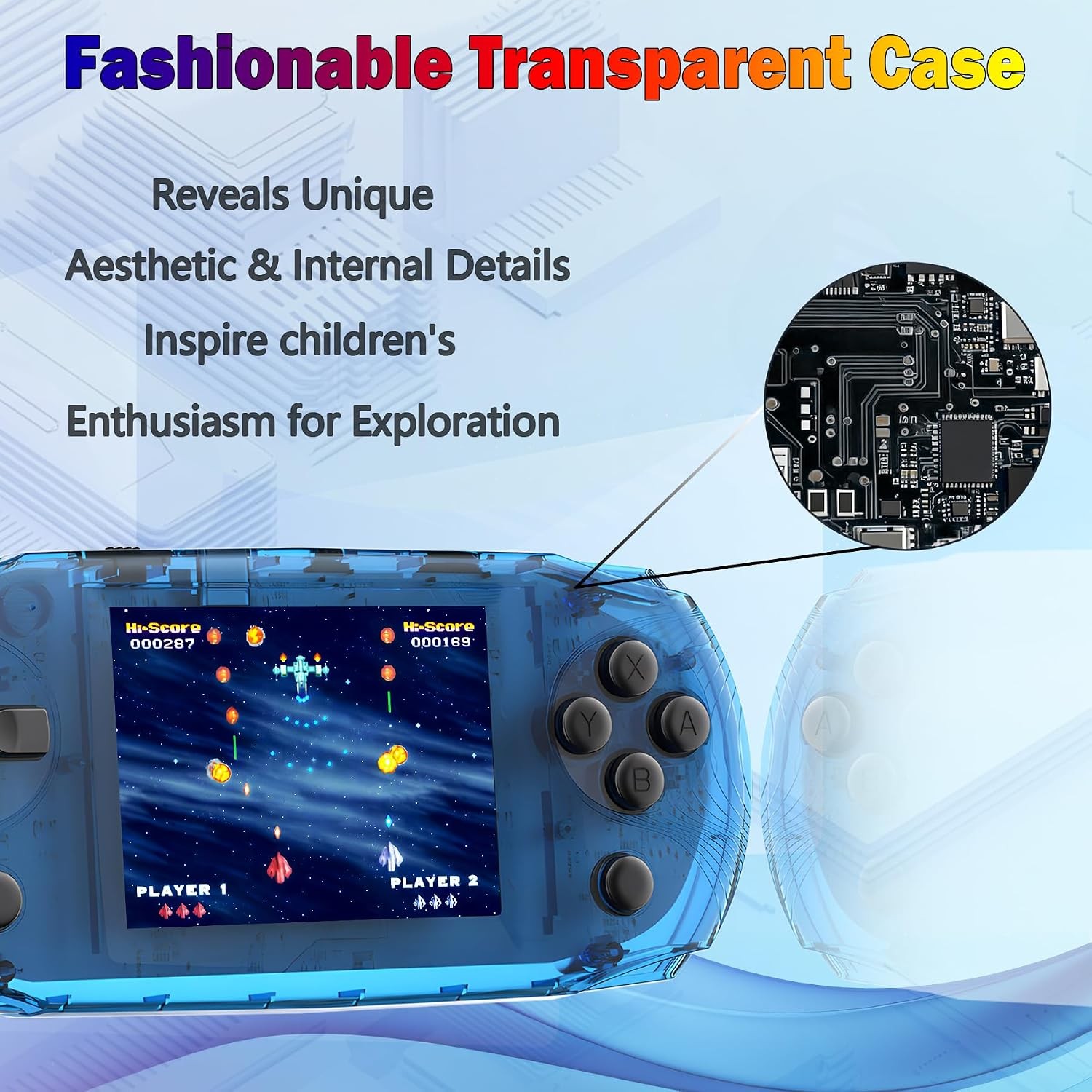 Portable 3.2in Retro Game Console 100 Games Kids Blue