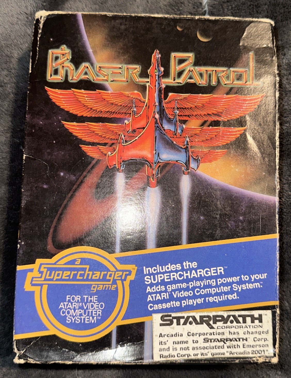 Phaser Patrol Cassette Game For Atari 2600 includes the supercharger read Discre