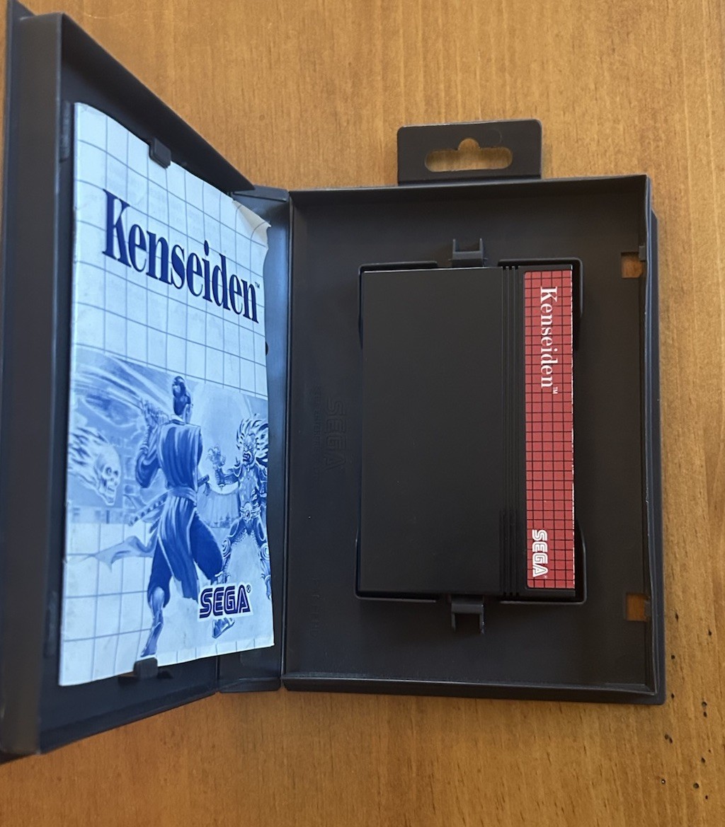 Kenseiden Sega Master System 1988 Cartridge & Box No Plastic Overlay Has Manual