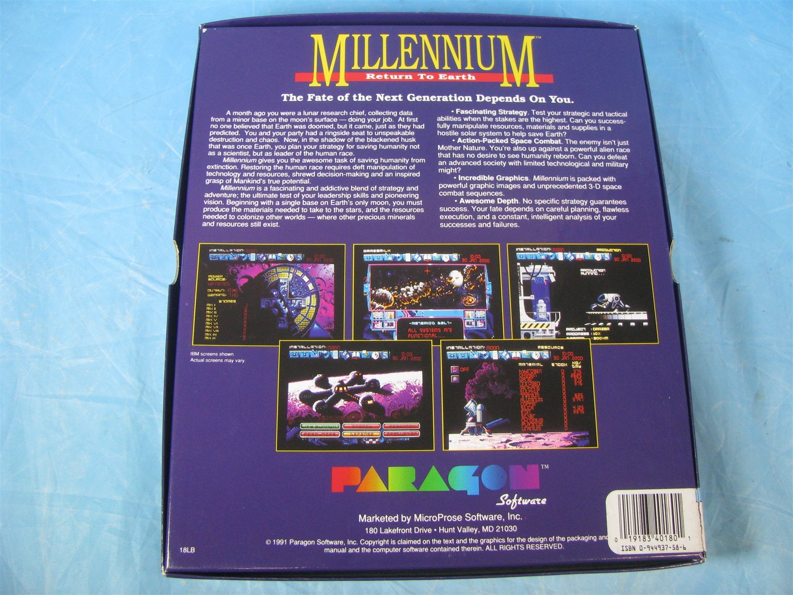 VINTAGE 1989 Millennium Return To Earth Big Box (PC MS-DOS 5.25) FREE SHIPPING