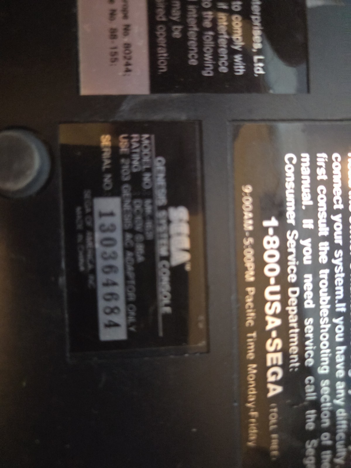 Sega Genesis Console Gaming System Only Black MK-1631