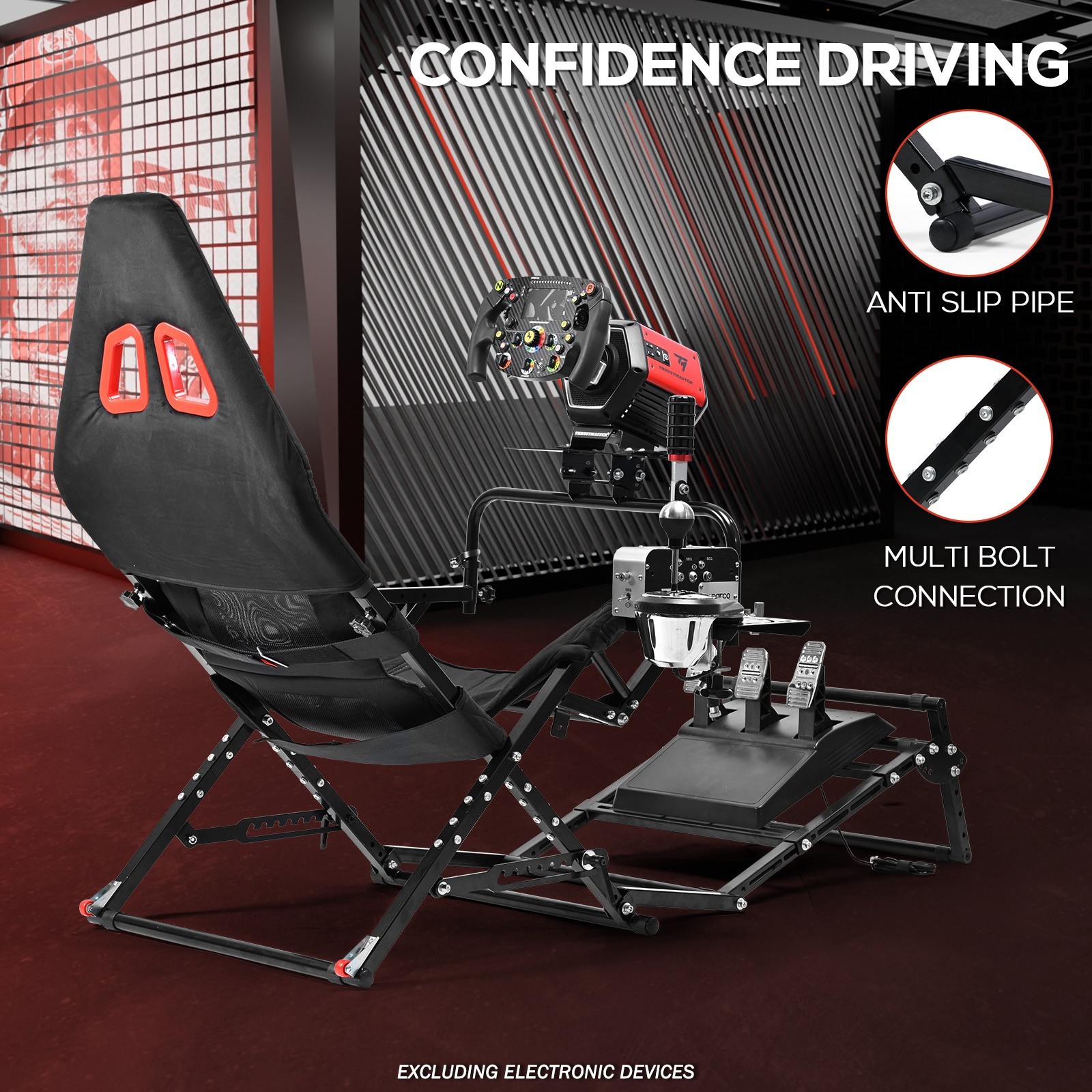 Supllueer Foldable Racing Simulator Cockpit Fits Logitech G923 Moza Thrustmaster