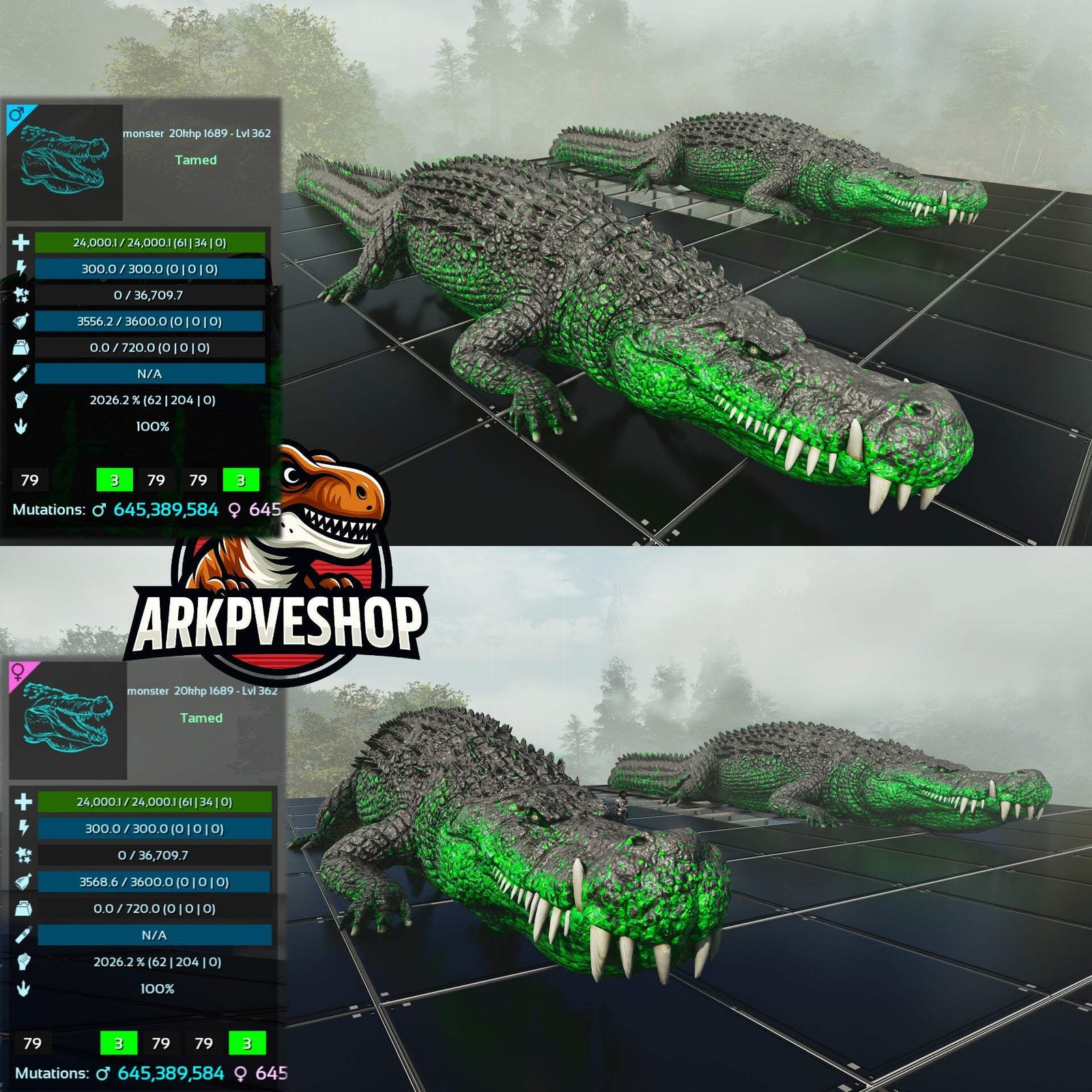 ASA PVE 🦖ARK Survival Ascended Deinosuchus Deino 2026m or 2428m Red Variant