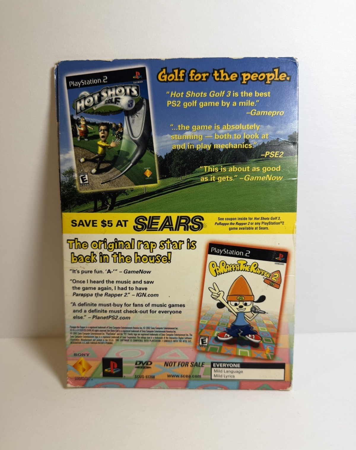 Parappa the Rapper 2 & Hot Shots Golf 3 Double Demo Disc PlayStation 2 PS2 Rare