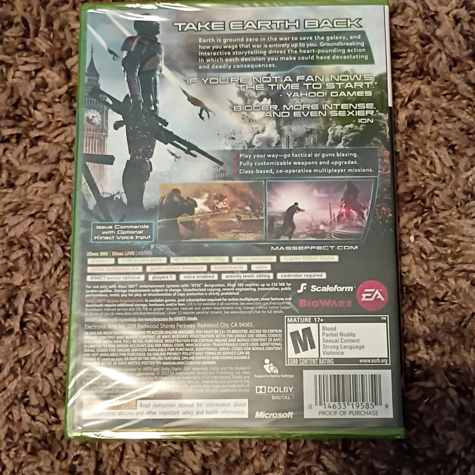 Mass Effect 3 Xbox 360 Game Better with Kinect EA Action RPG M Rated 2012 NEW